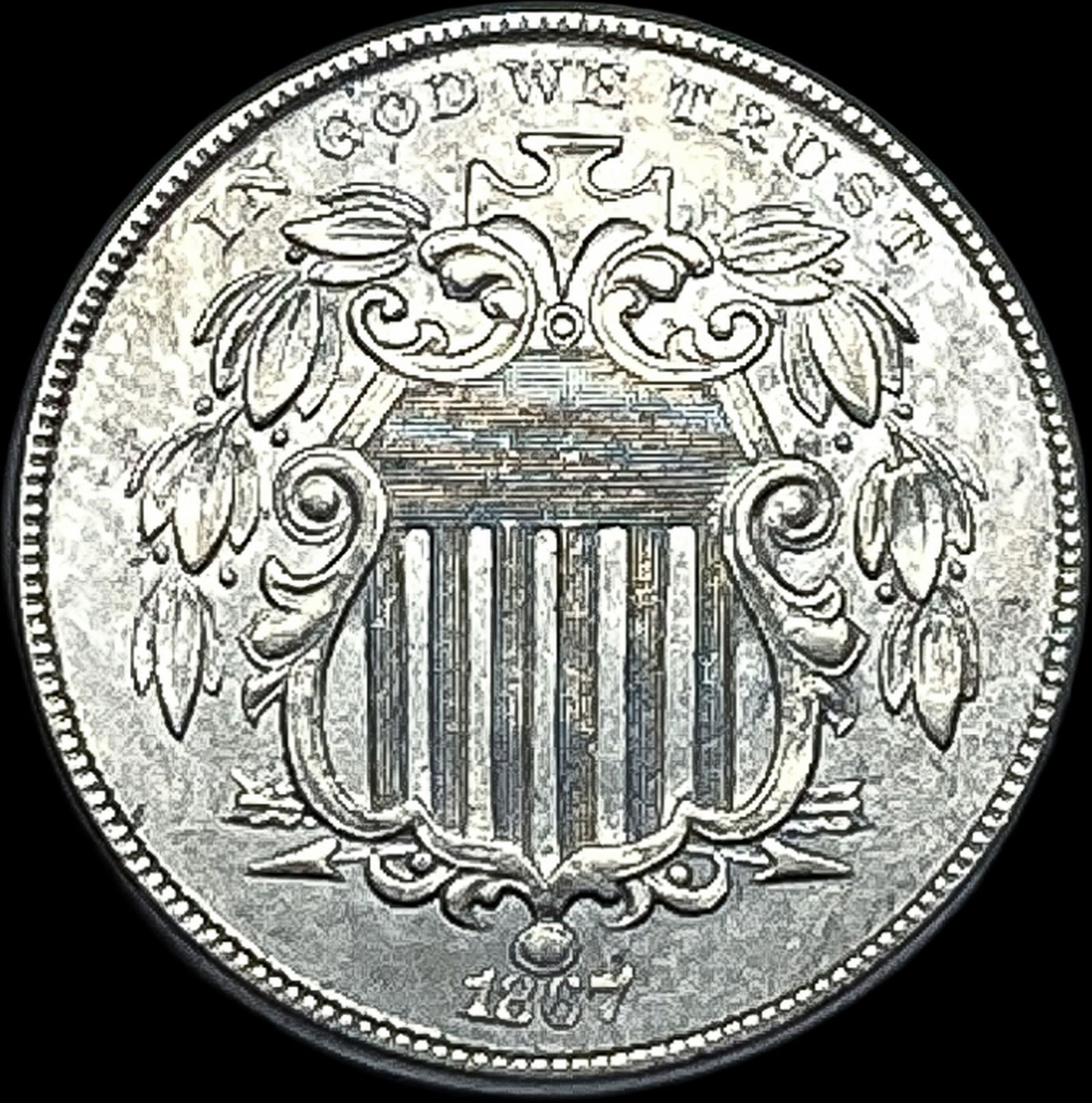 1867 Shield Nickel CLOSELY UNCIRCULATED (1 of 2)