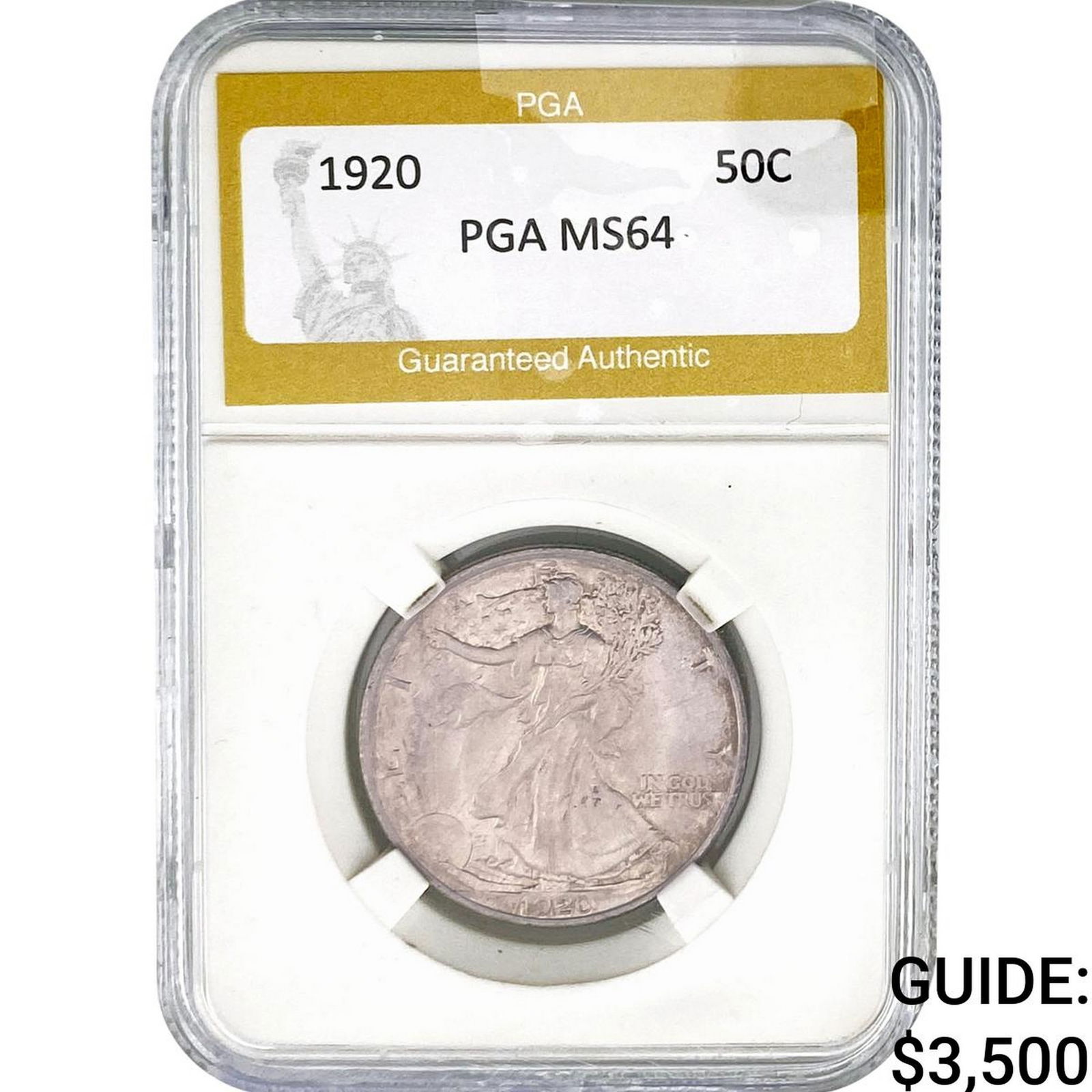 1920 Walking Liberty Half Dollar PGA MS64: 1920 Walking Liberty Half Dollar PGA MS64