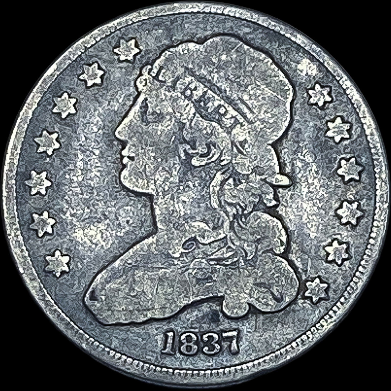 1837 Capped Bust Silver Quarter LIGHTLY CIRCULATED (1 of 2)