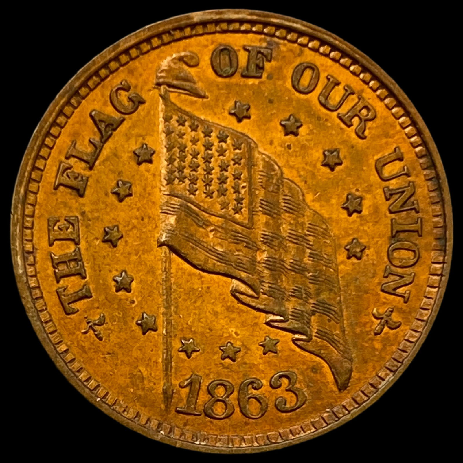 1863 Civil War Token "The Flag of Our Union" UNCIRCULATED (1 of 2)