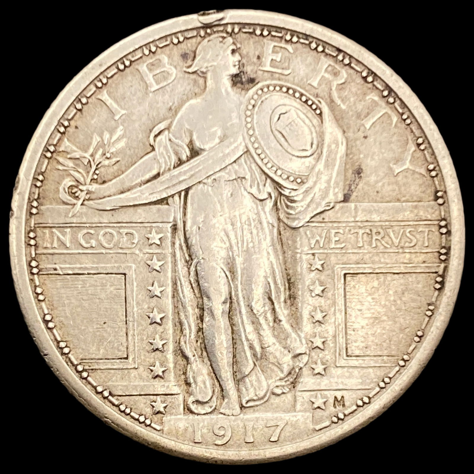 1917 Type 1 Standing Liberty Quarter CLOSELY UNCIRCULATED: 1917 Type 1 Standing Liberty Quarter CLOSELY UNCIRCULATED