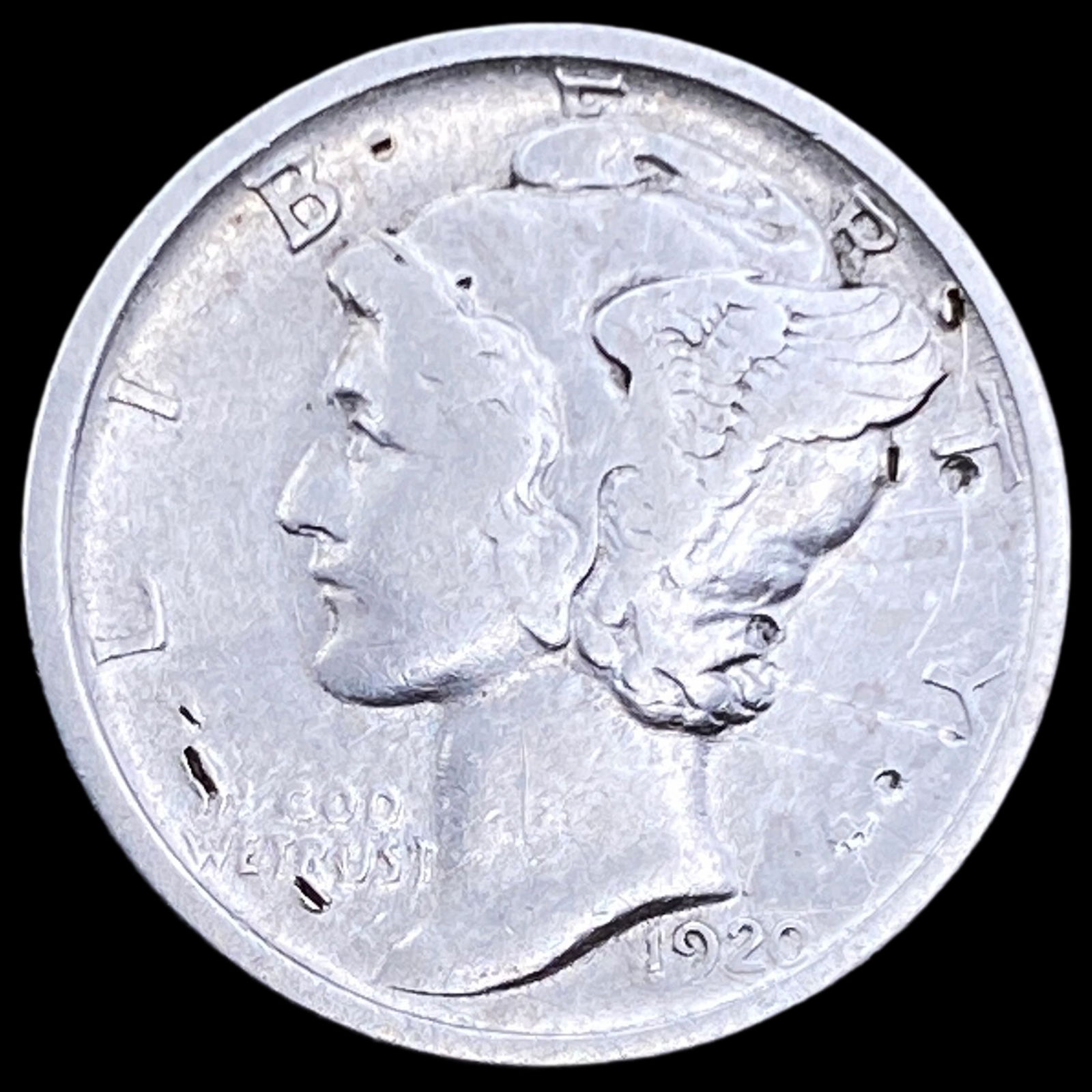 1920-S Mercury Dime ABOUT UNC (1 of 2)