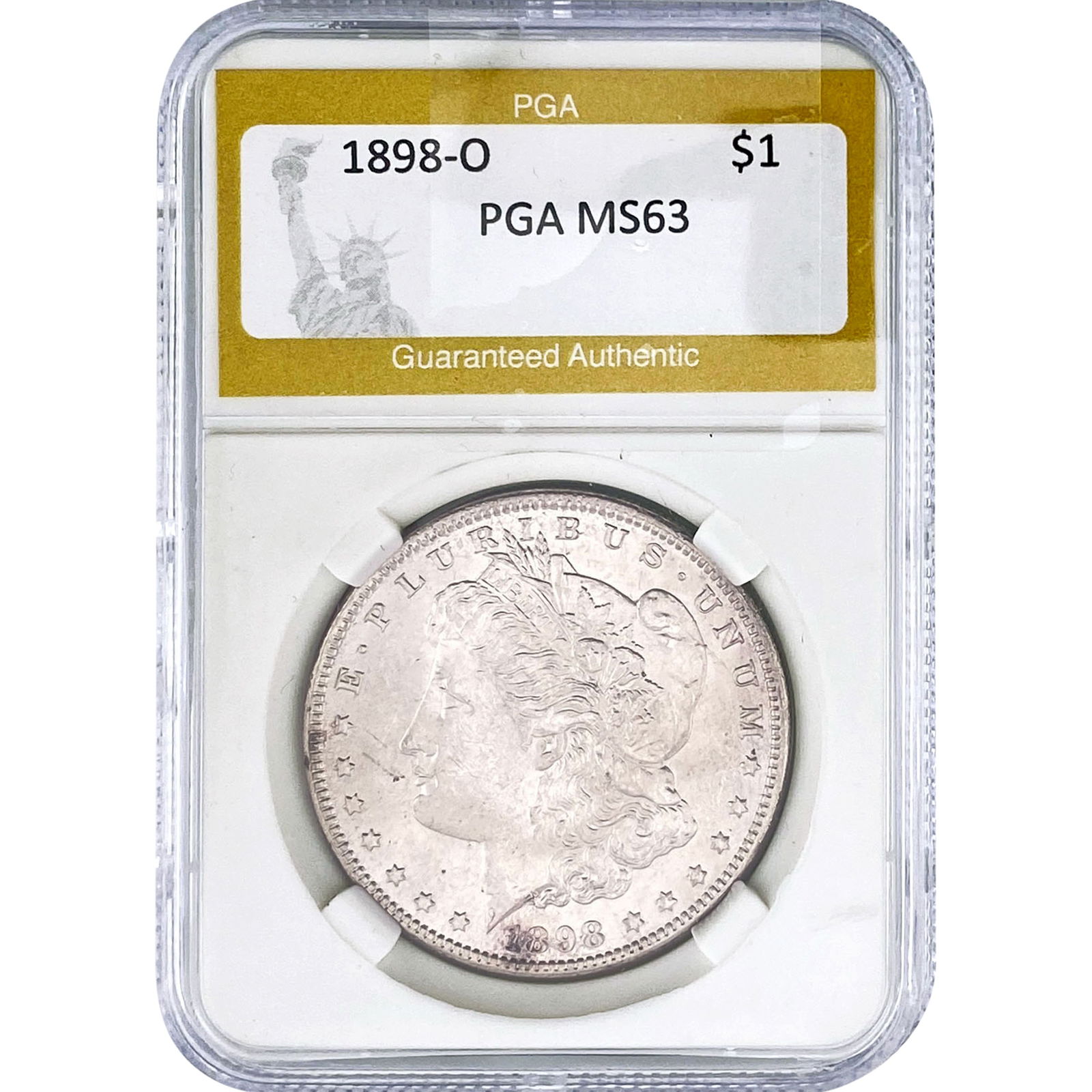 1898-O Morgan Silver Dollar PGA MS63: 1898-O Morgan Silver Dollar PGA MS63