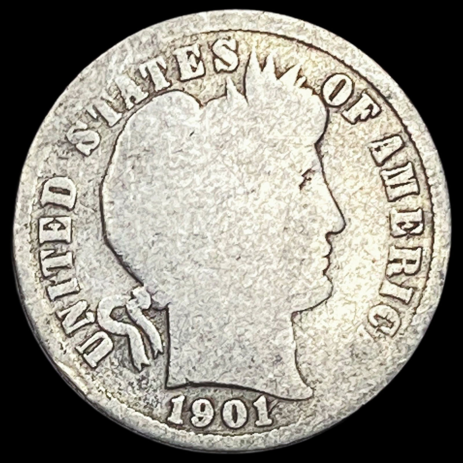 1901-S Silver Barber Dime NICELY CIRCULATED (1 of 2)