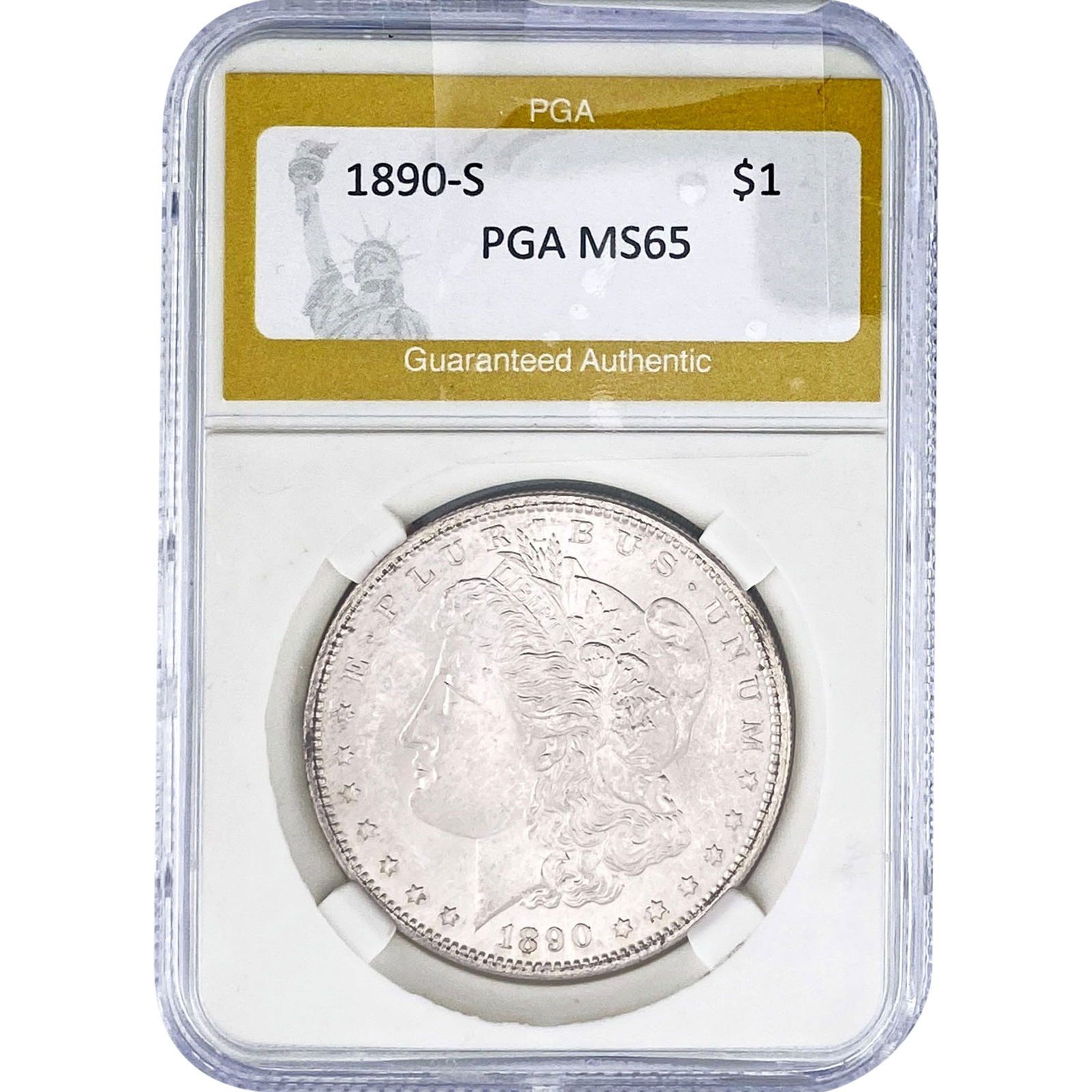 1890-S Morgan Silver Dollar PGA MS65: 1890-S Morgan Silver Dollar PGA MS65