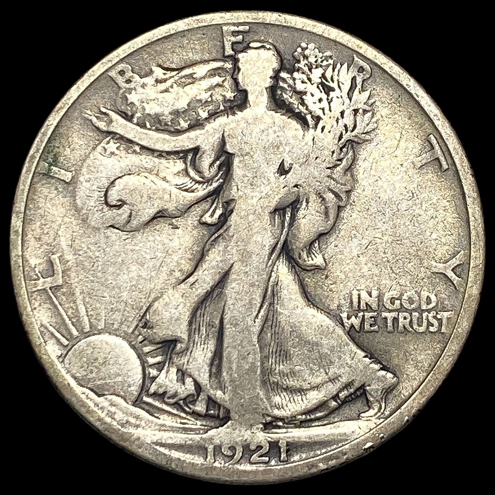 1921-D Silver Half Dollar Walking Liberty NICELY CIRCULATED (1 of 2)