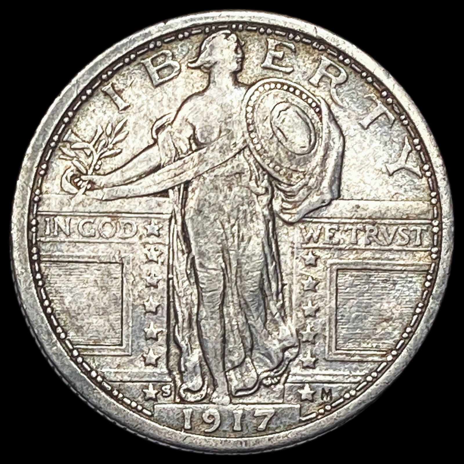 1917-S Silver Standing Liberty Quarter NEARLY UNCIRCULATED (1 of 2)