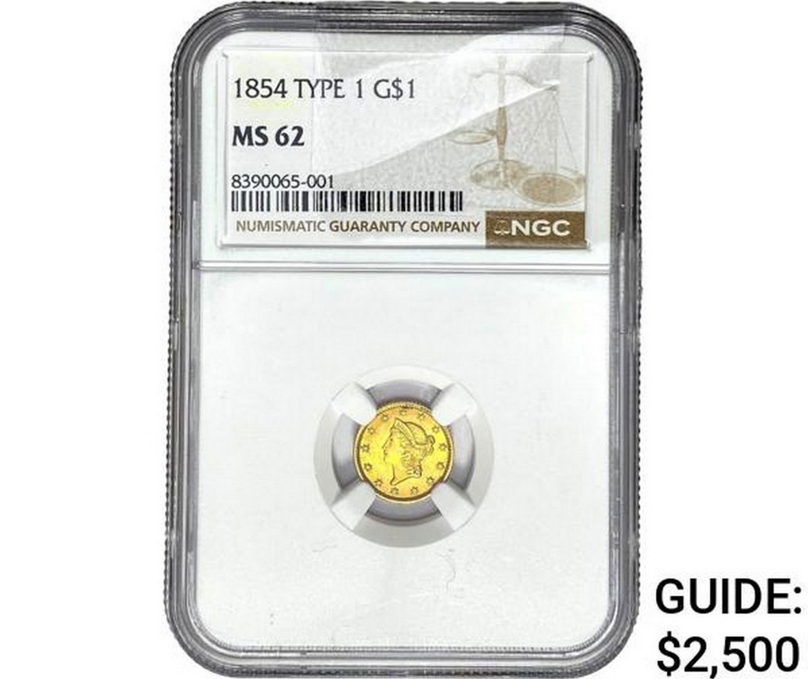 1854 Rare Gold Dollar NGC MS62 (1 of 2)