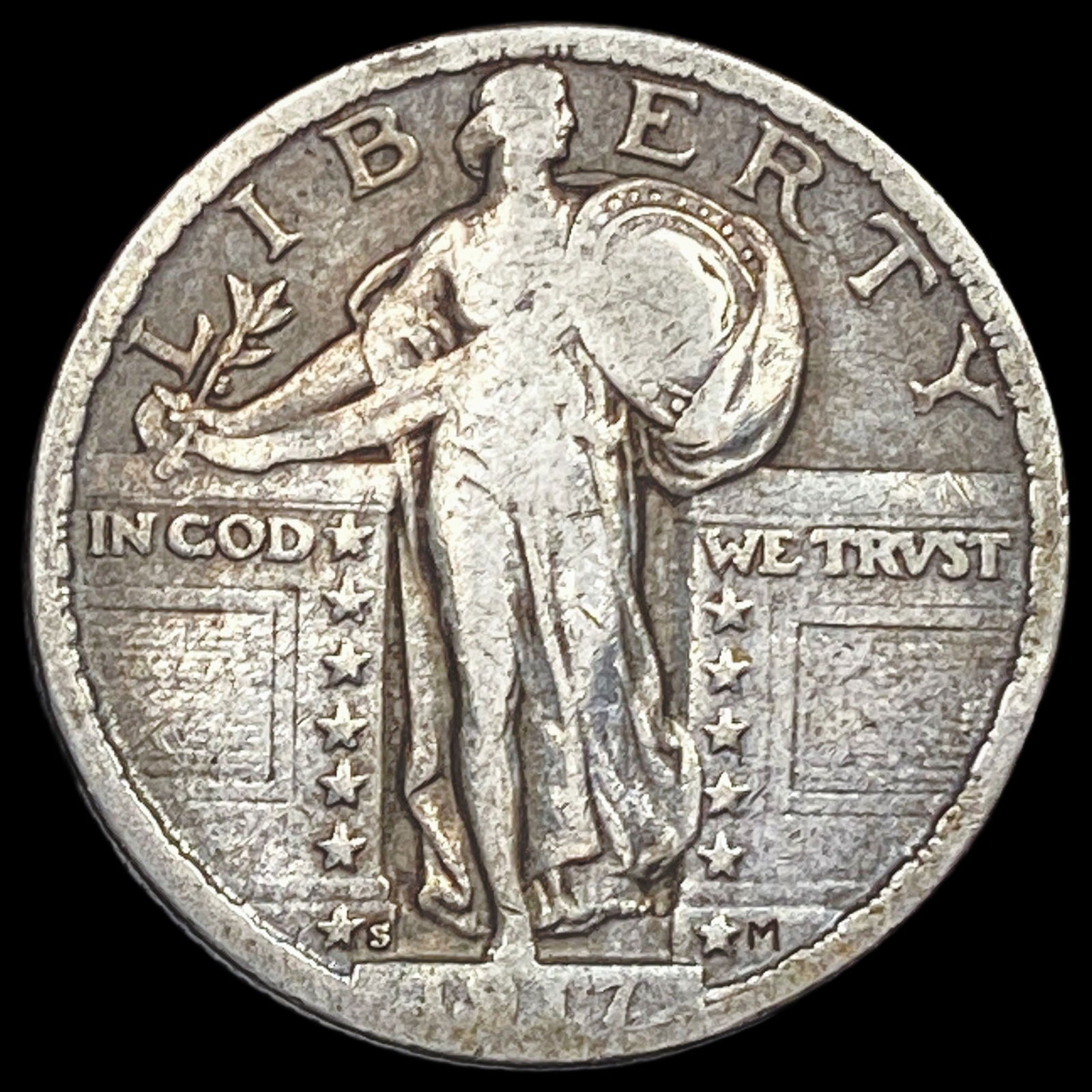 1917-S Type 1 Silver Standing Liberty Quarter LIGHTLY CIRCULATED (1 of 2)
