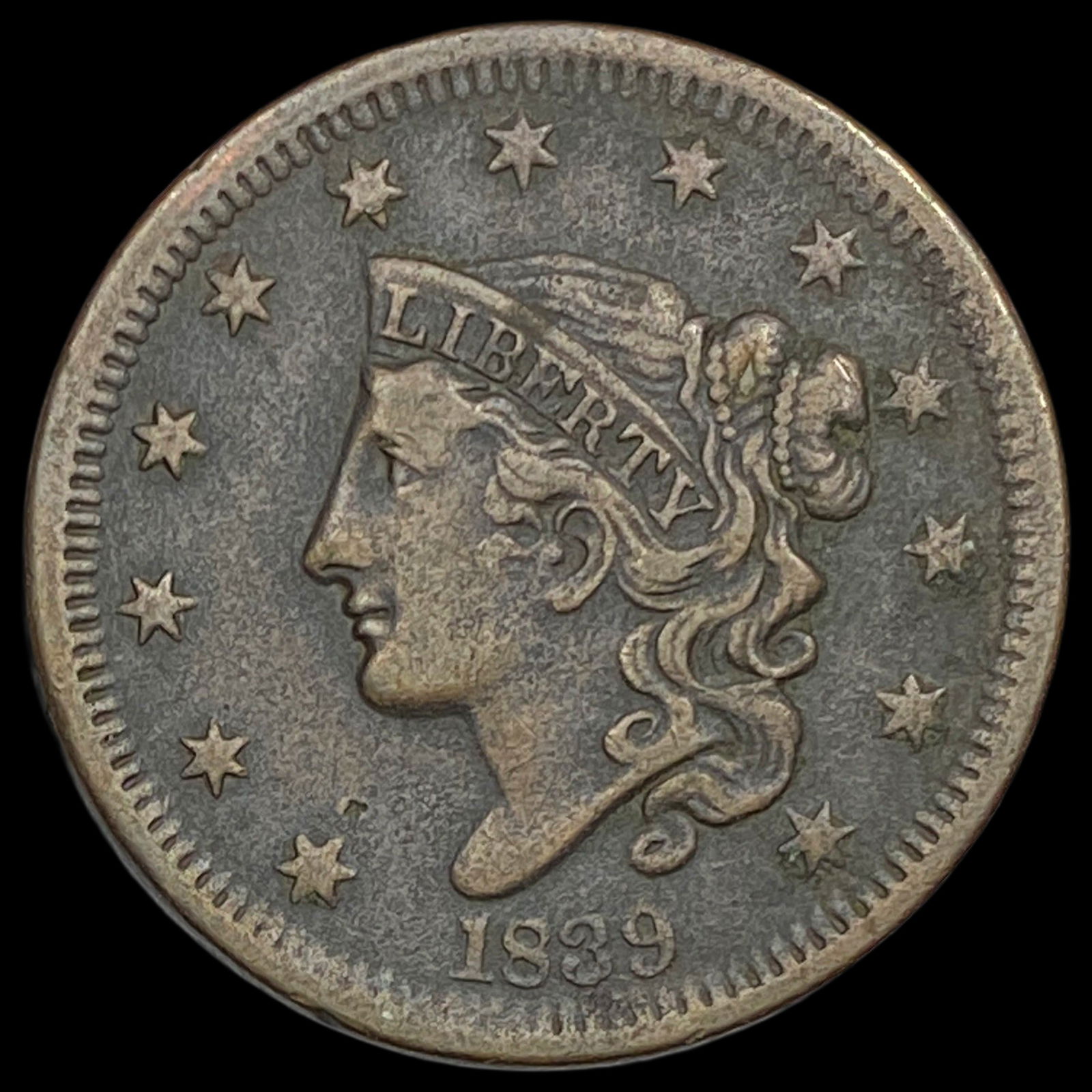 1839 Coronet Head Large Cent NEARLY UNCIRCULATED (1 of 2)