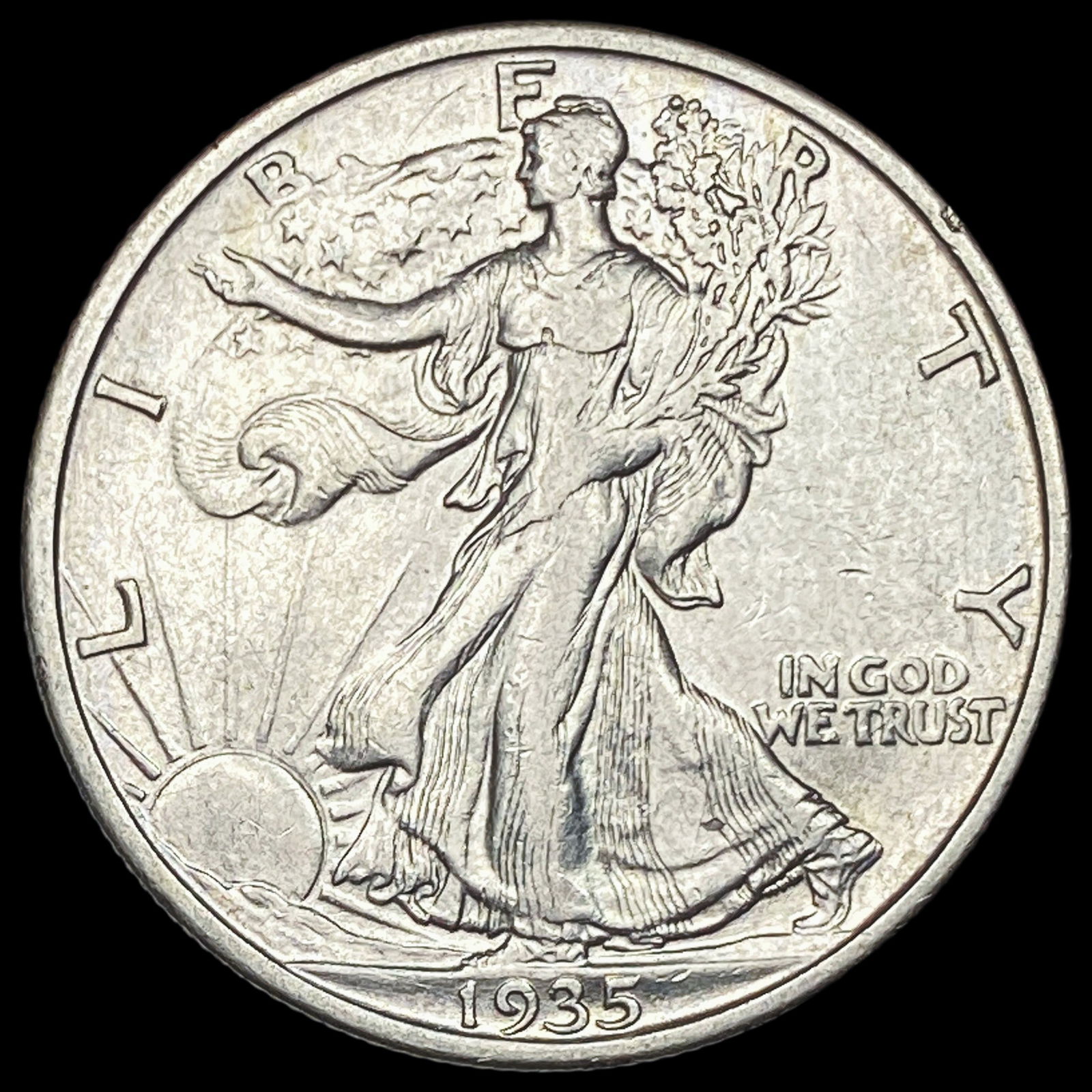 1935-S Silver Walking Liberty Half Dollar NEARLY UNCIRCULATED (1 of 2)