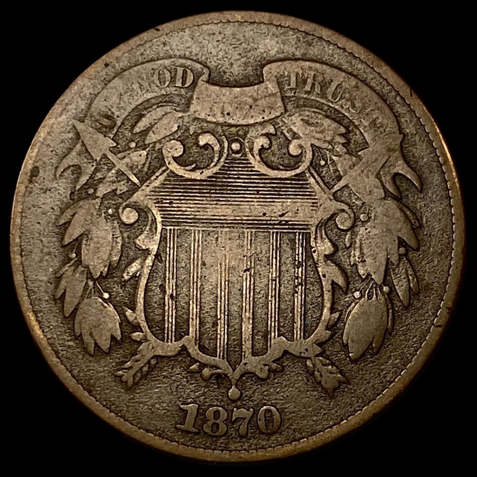 1870 Bronze Two-Cent Piece LIGHTLY CIRCULATED (1 of 2)