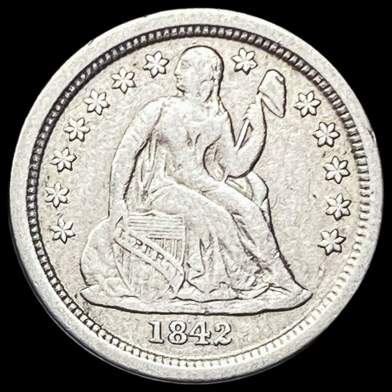 1842-O Seated Liberty Dime NEARLY UNCIRCULATED (1 of 2)