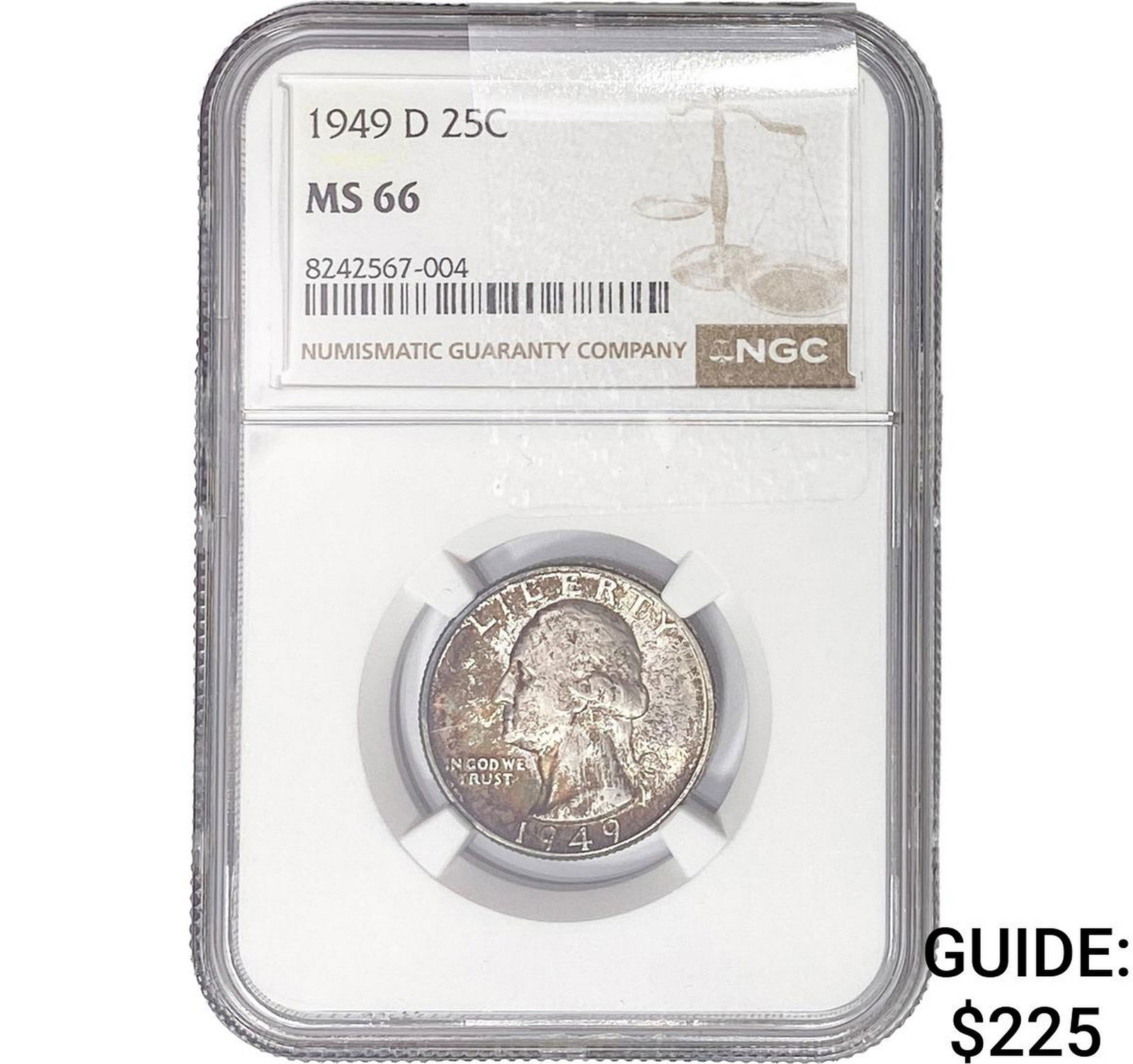 1949-D Washington Silver Quarter NGC MS66: 1949-D Washington Silver Quarter NGC MS66