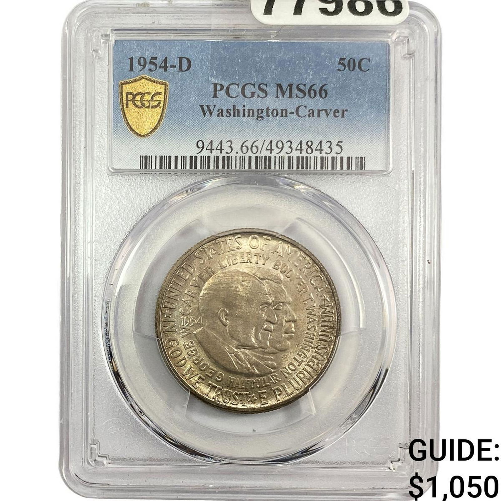 1954-D Washington Silver Half Dollar PCGS MS66 CARVER: 1954-D Washington Silver Half Dollar PCGS MS66 CARVER