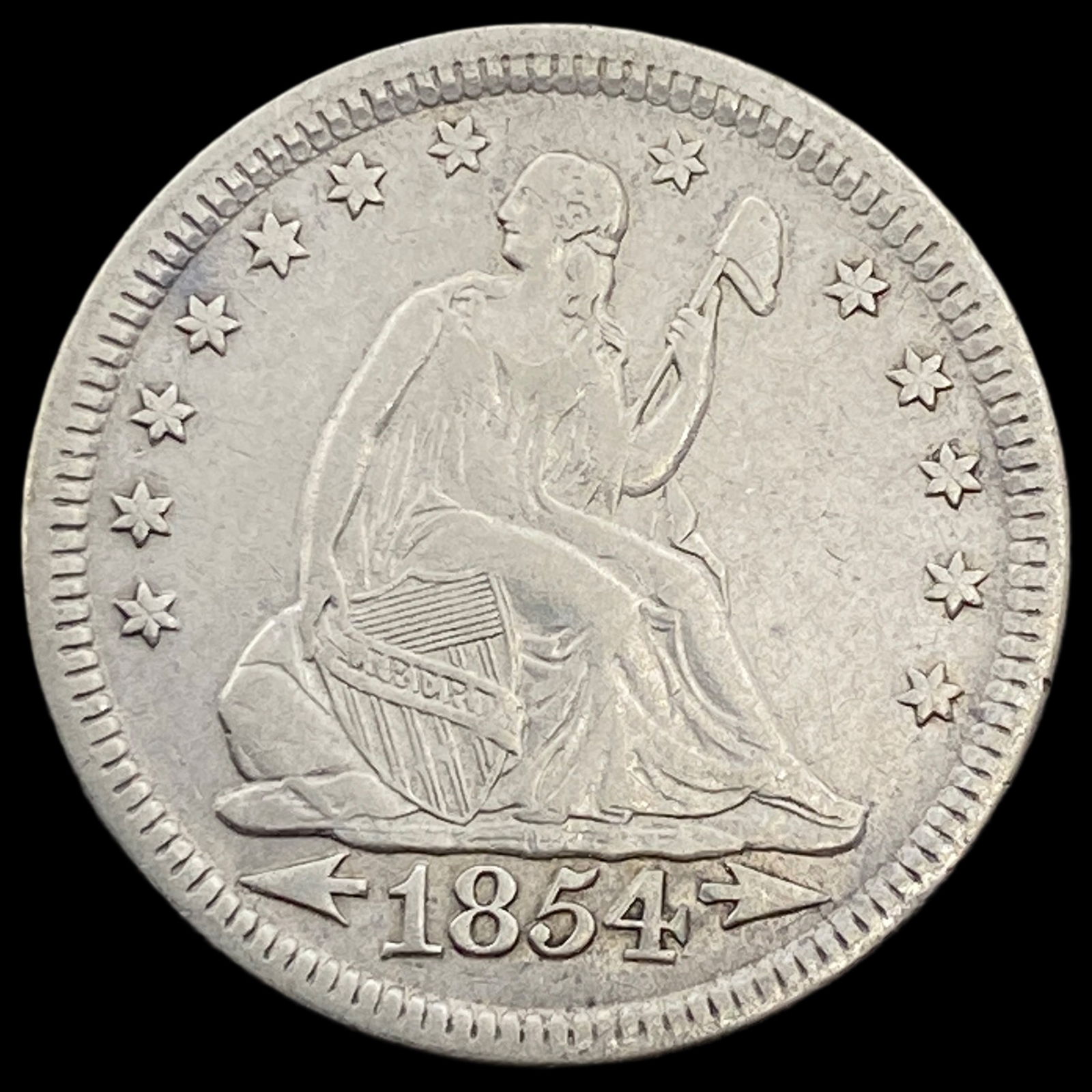 1854 Arrows Seated Liberty Quarter CLOSELY UNCIRCULATED (1 of 2)