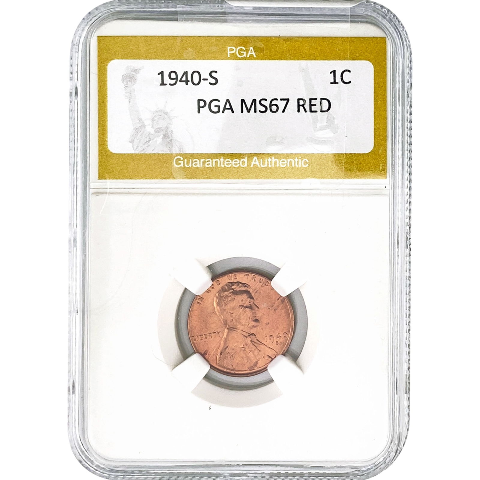 1940-S Wheat Cent PGA MS67 RED: 1940-S Wheat Cent PGA MS67 RED