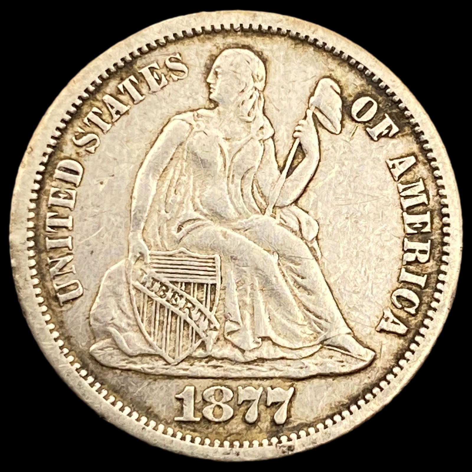 1877-CC Seated Liberty Dime NEARLY UNCIRCULATED (1 of 2)