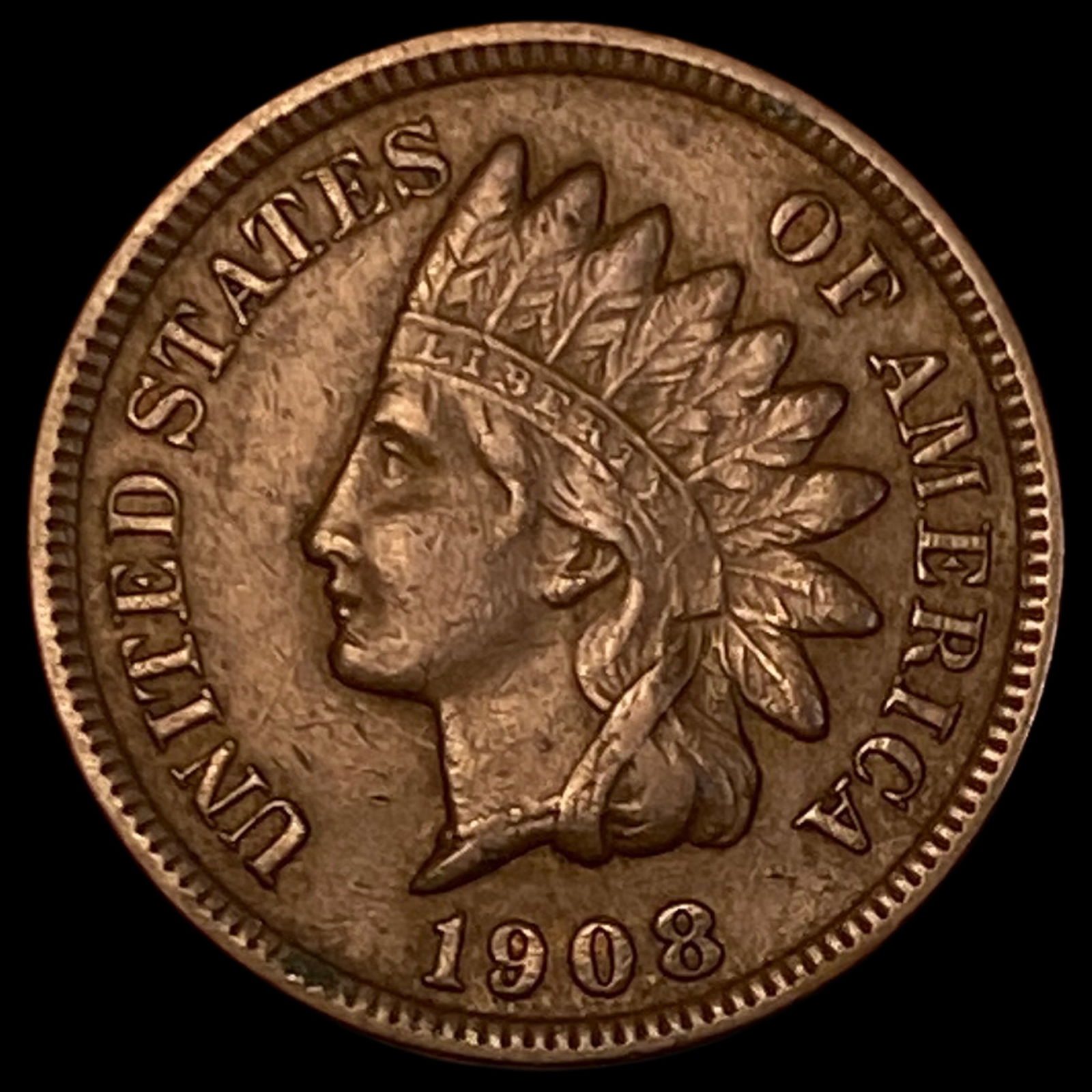 1908-S Indian Head Cent CLOSELY UNCIRCULATED (1 of 2)