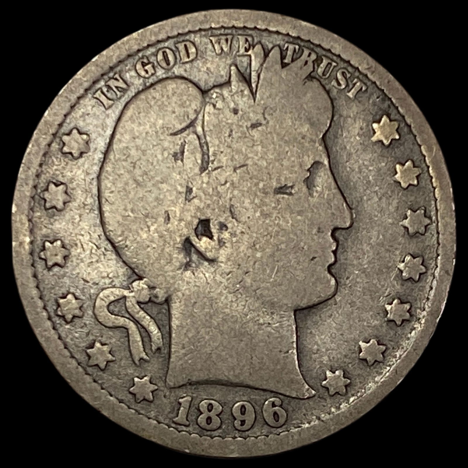 1896-O Barber Silver Quarter NICELY CIRCULATED (1 of 2)