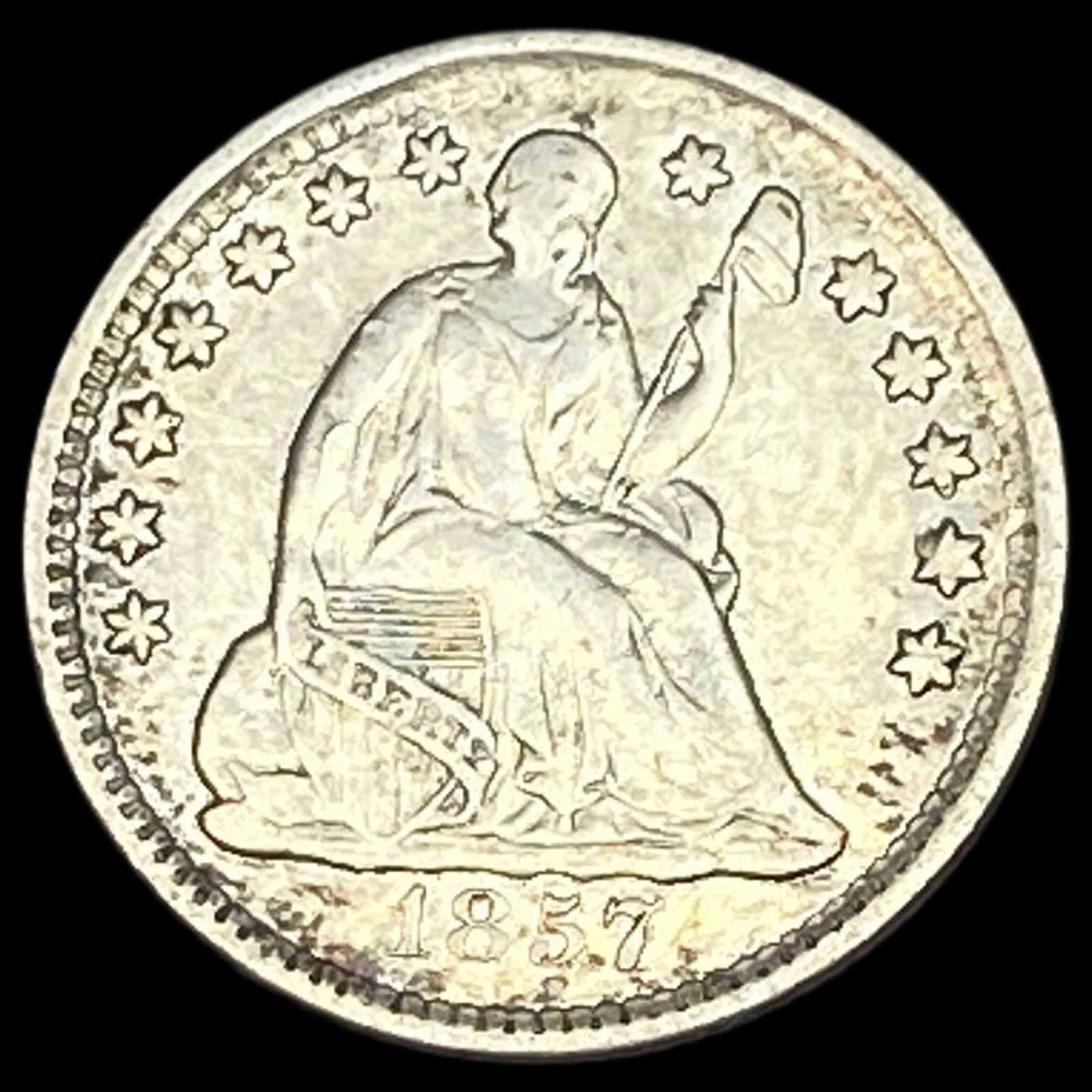 1857 Seated Liberty Half Dime CLOSELY UNCIRCULATED (1 of 2)