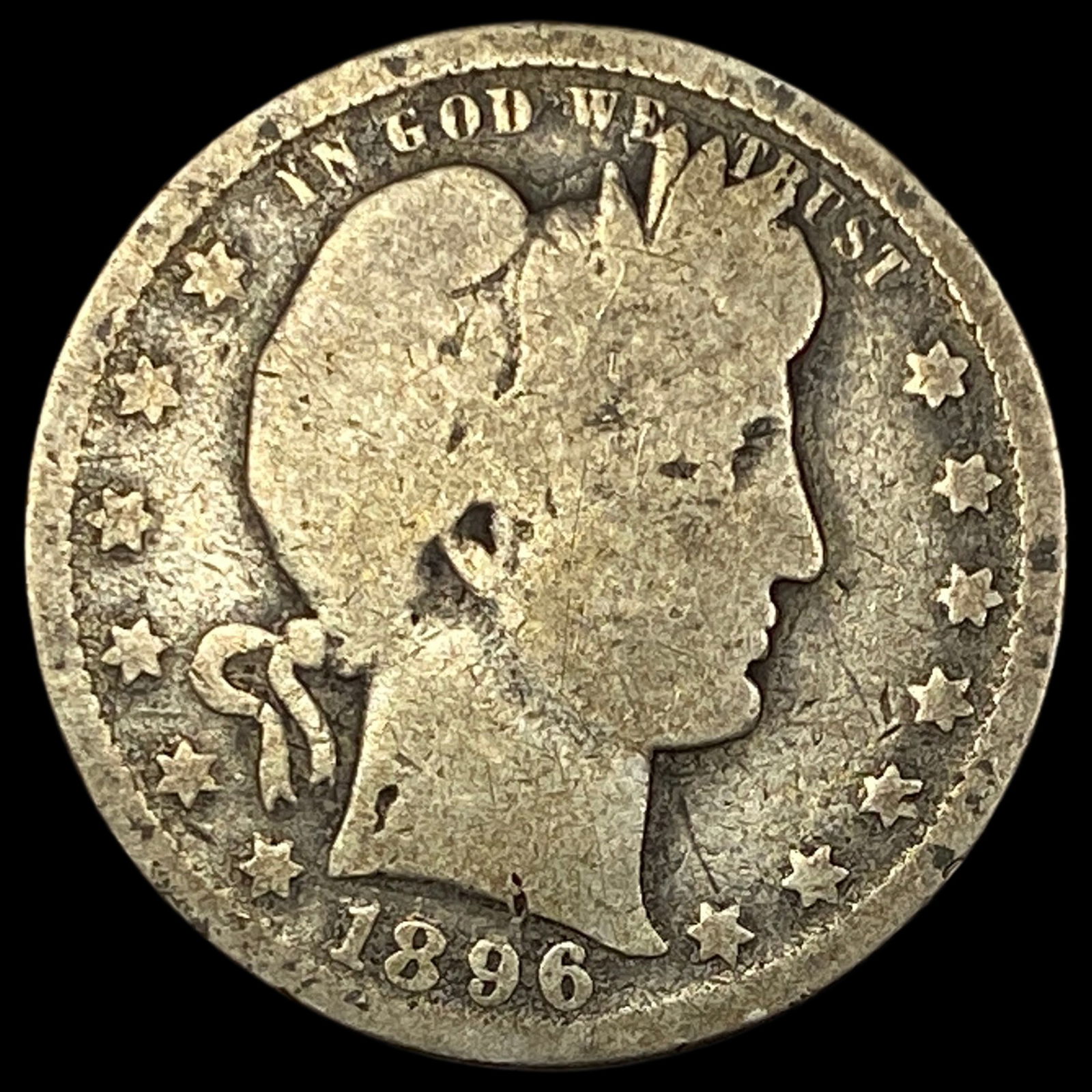 1896-O Silver Barber Quarter NICELY CIRCULATED (1 of 2)