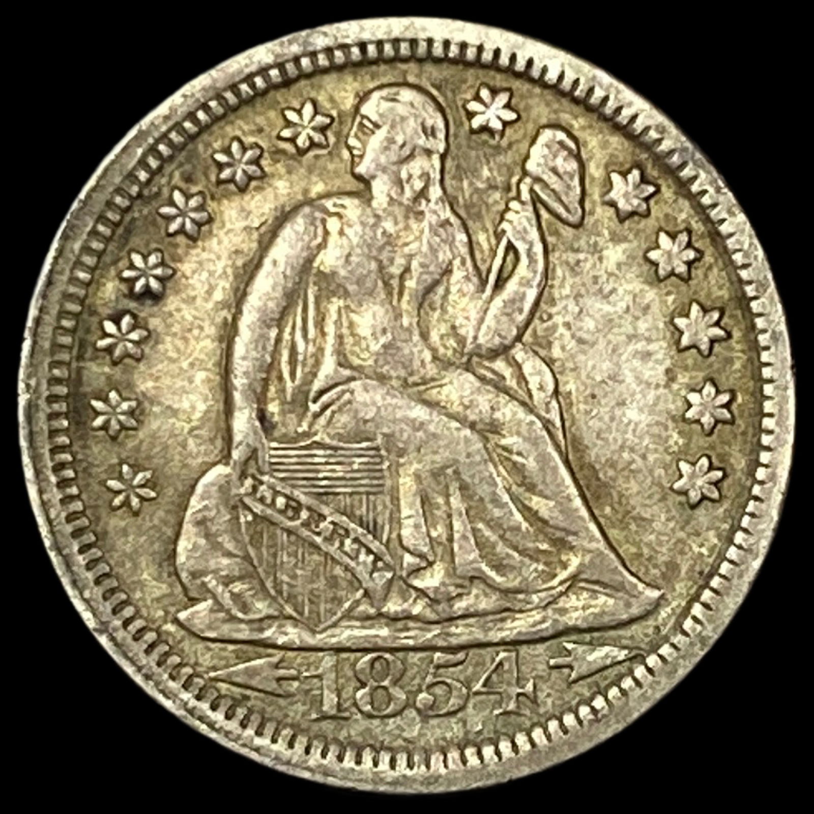 1854 Arrows Seated Liberty Dime NEARLY UNCIRCULATED (1 of 2)