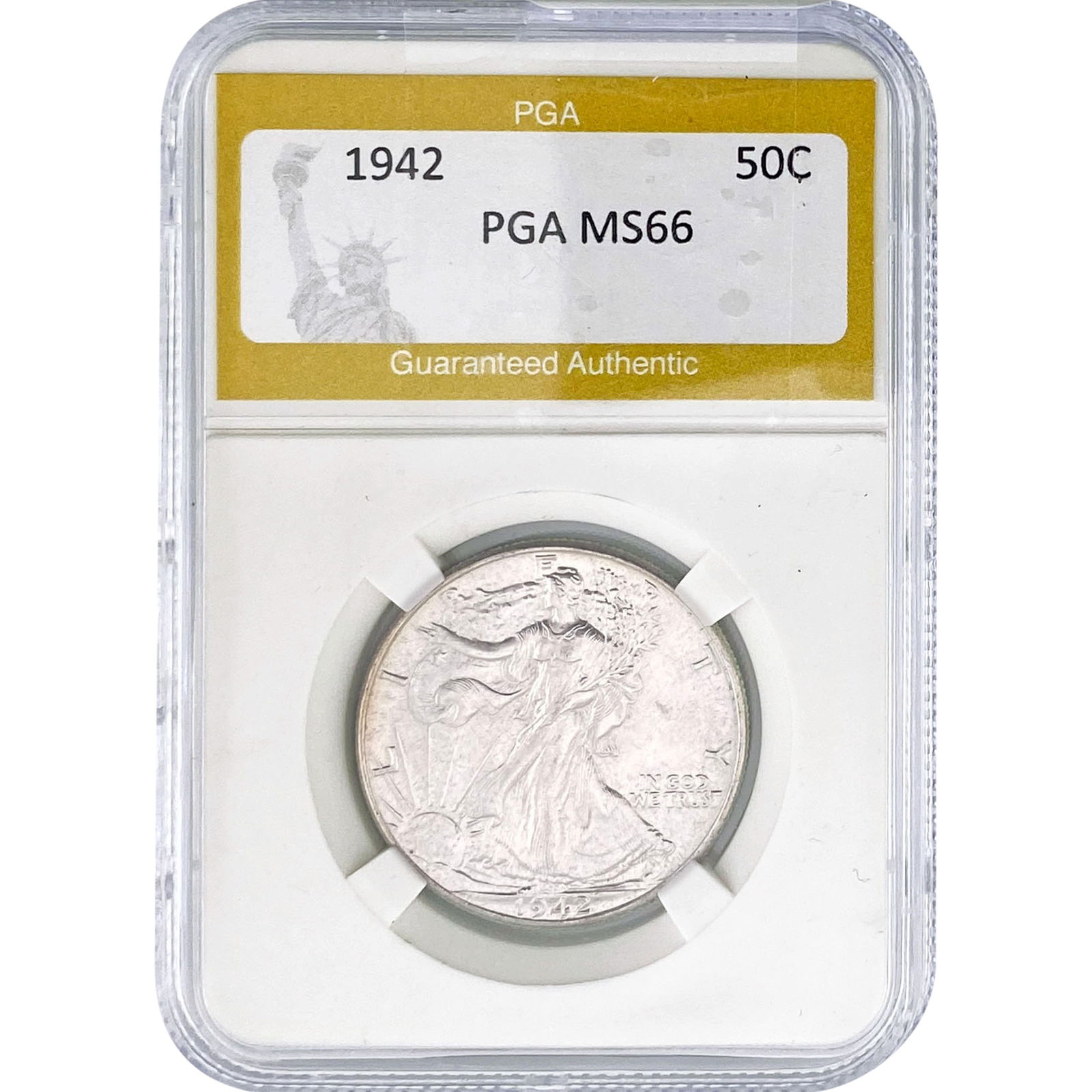 1942 Walking Liberty Half Dollar PGA MS66: 1942 Walking Liberty Half Dollar PGA MS66