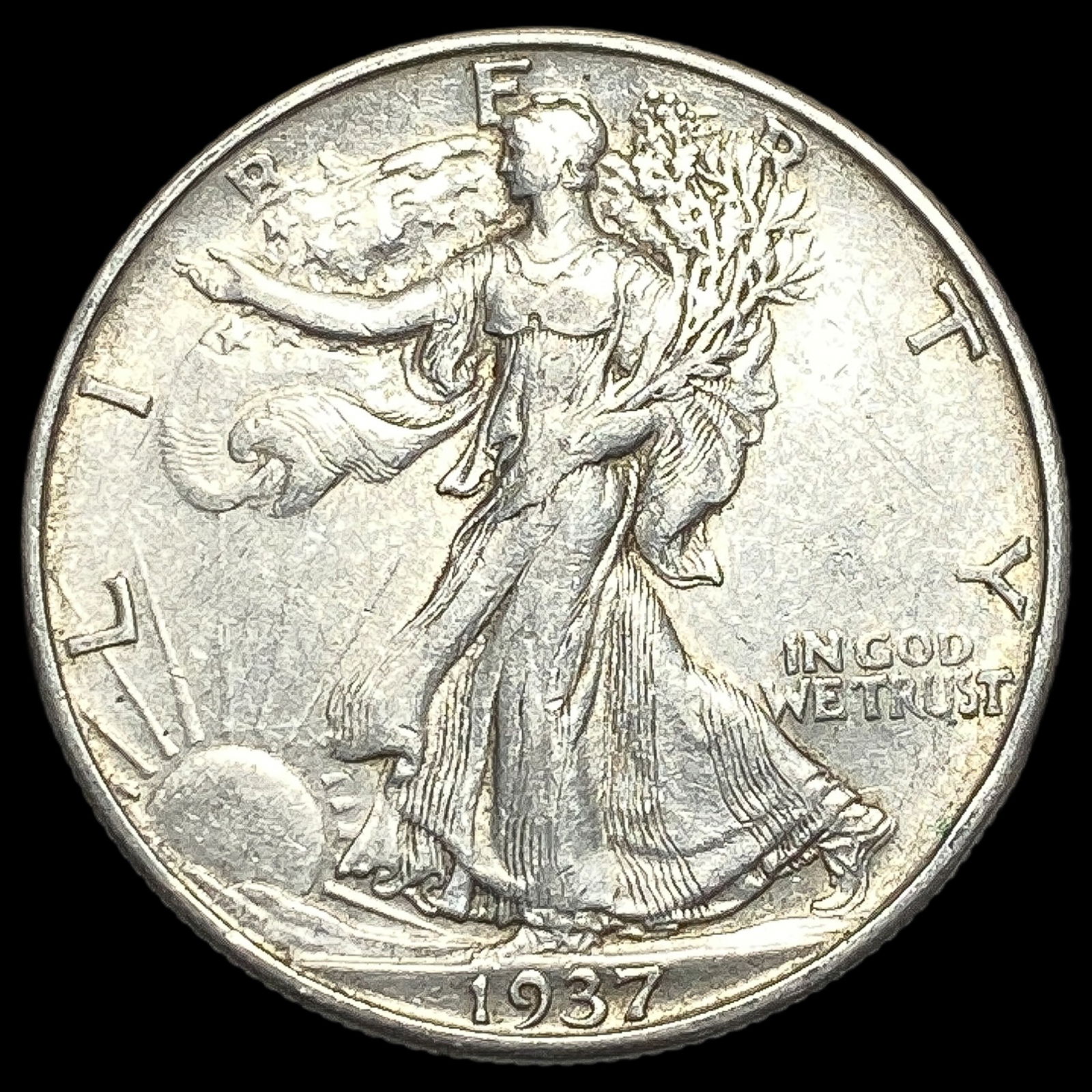 1937-D Walking Liberty Half Dollar NEARLY UNCIRCULATED (1 of 2)