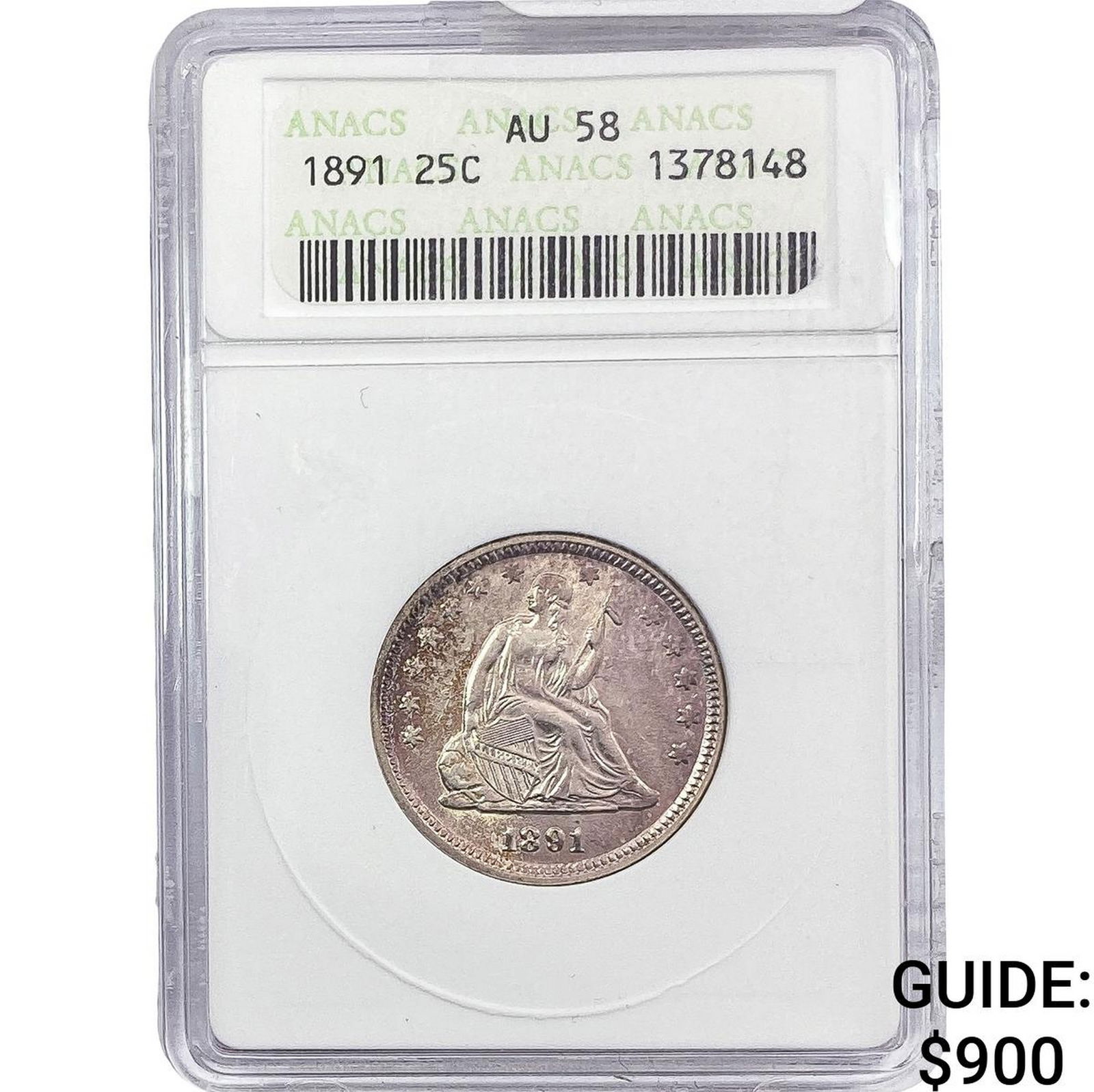 1891 Seated Liberty Quarter ANACS AU58 (1 of 2)