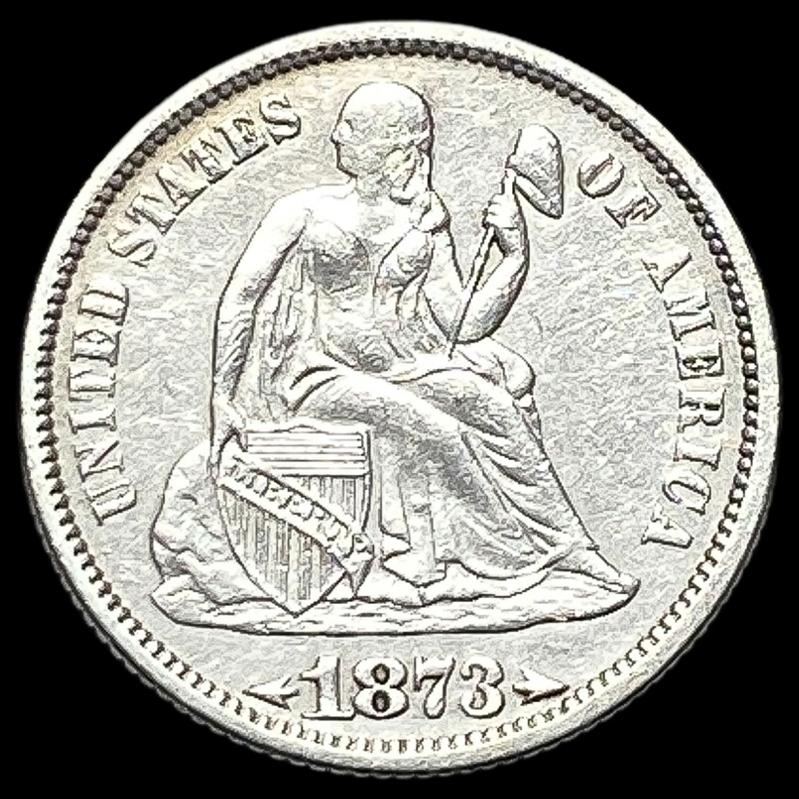 1873 Seated Liberty Dime CLOSELY UNCIRCULATED (1 of 2)