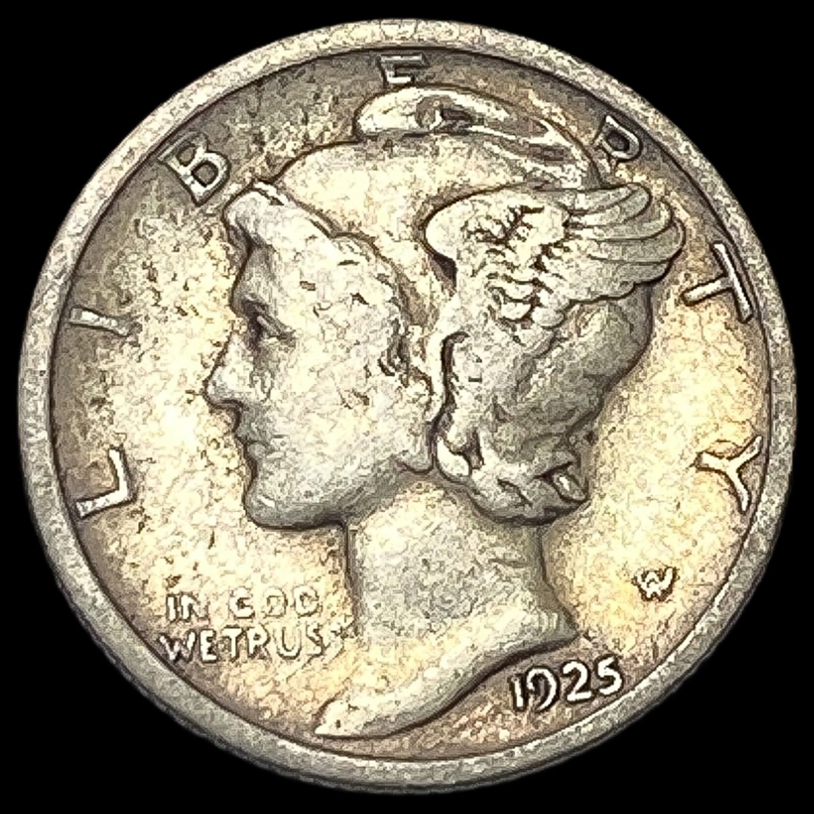1925-D Silver Mercury Dime NEARLY UNCIRCULATED (1 of 2)