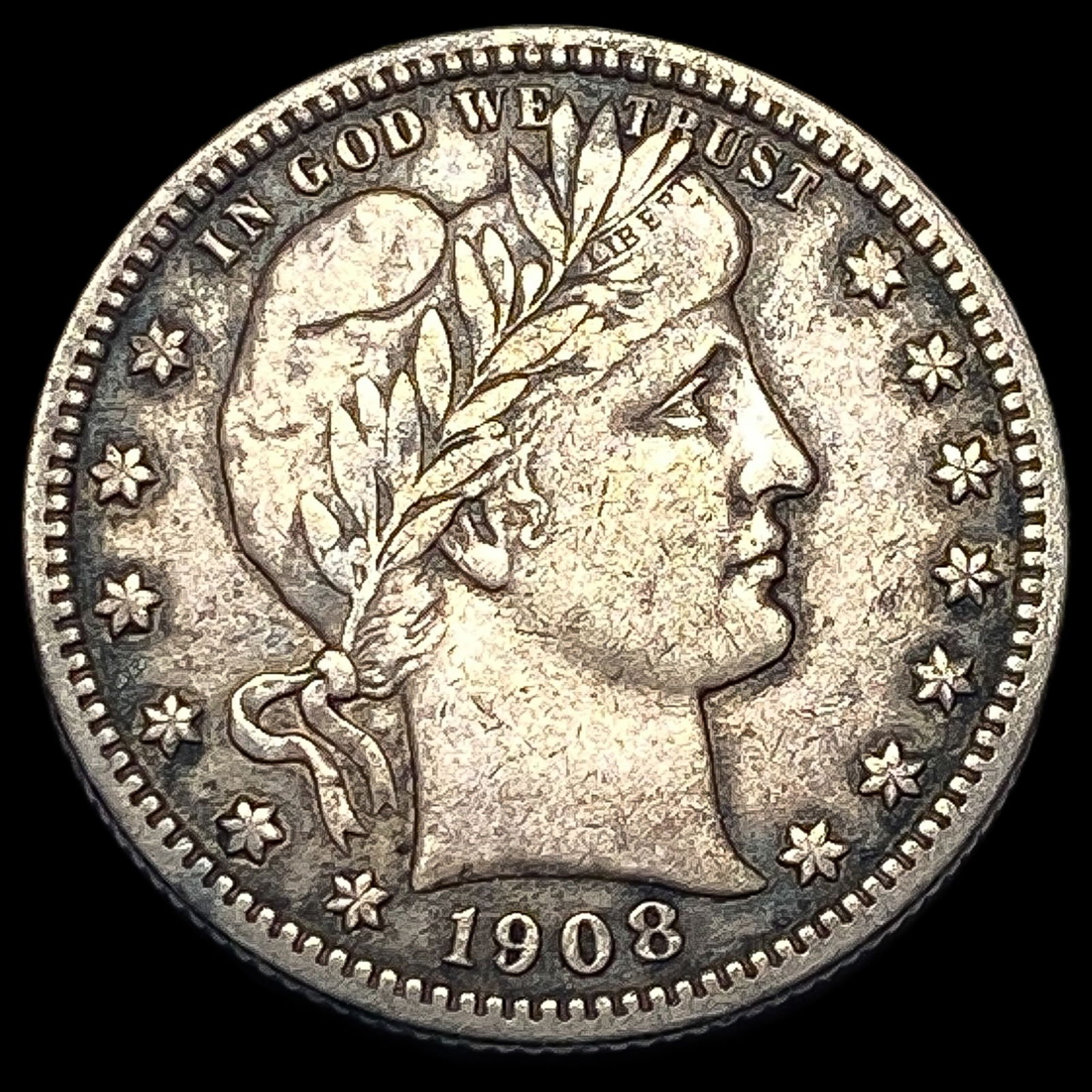 1908-S Silver Barber Quarter NEARLY UNCIRCULATED (1 of 2)