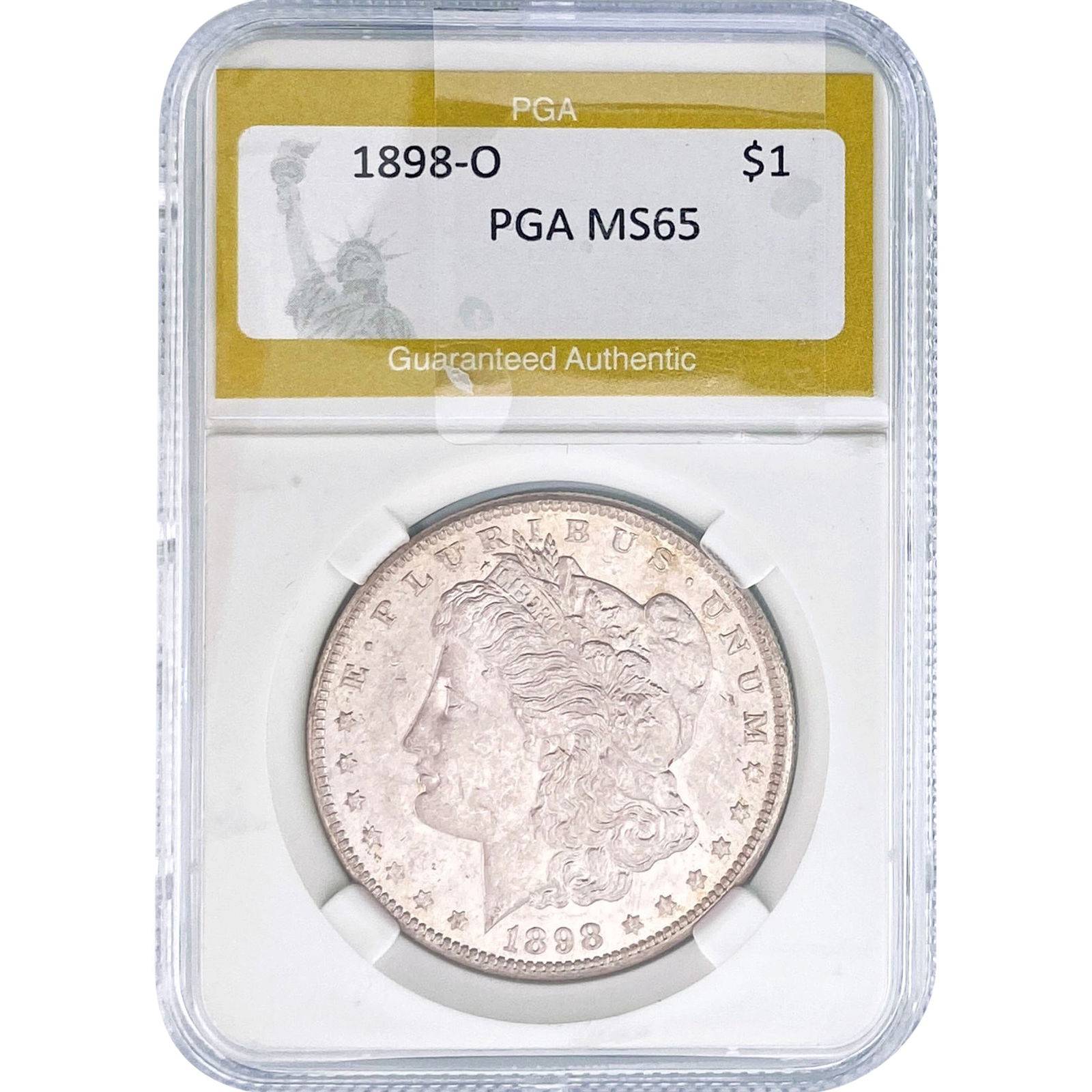 1898-O Morgan Silver Dollar PGA MS65: 1898-O Morgan Silver Dollar PGA MS65