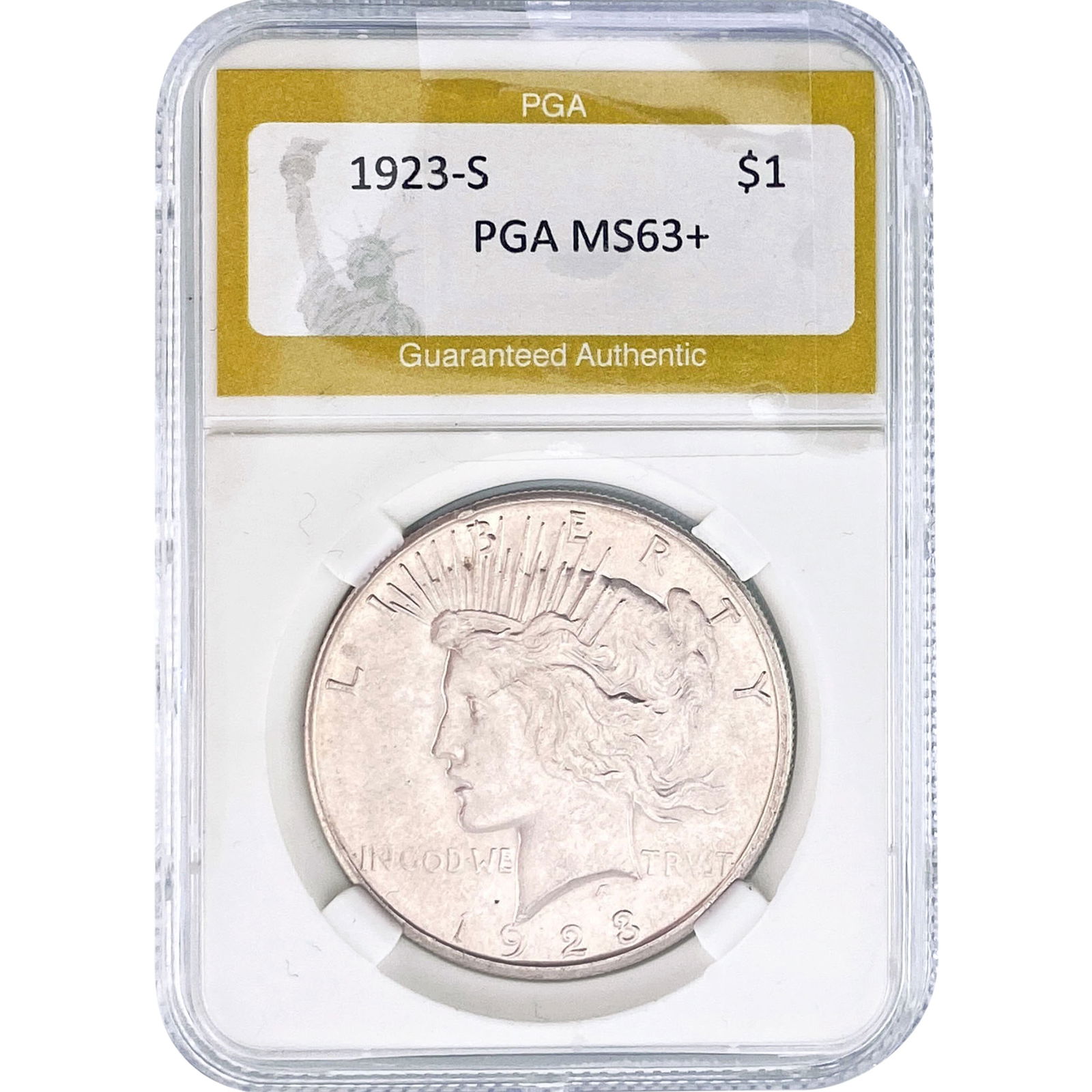 1923-S Silver Peace Dollar PGA MS63+: 1923-S Silver Peace Dollar PGA MS63+