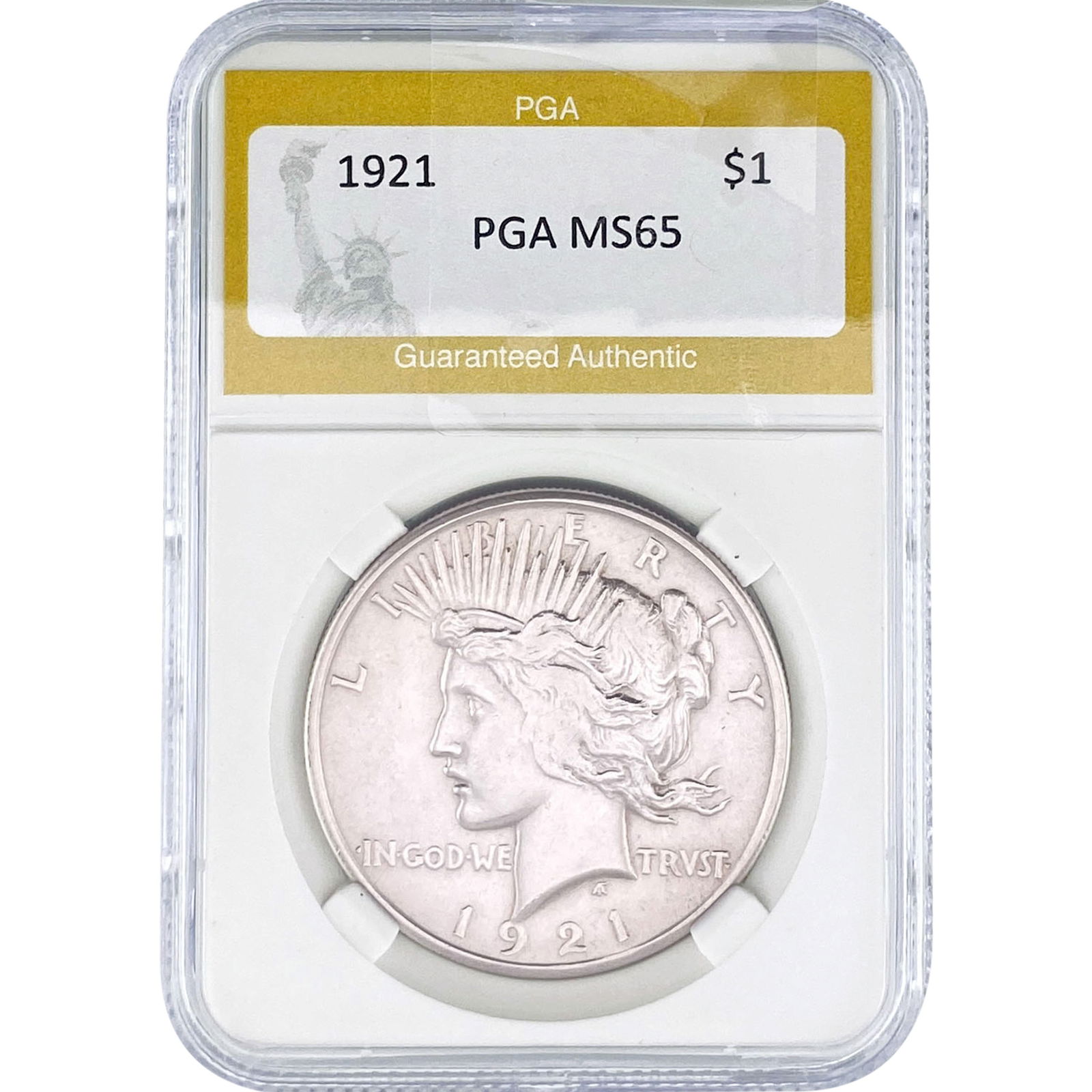 1921 Silver Peace Dollar PGA MS65: 1921 Silver Peace Dollar PGA MS65