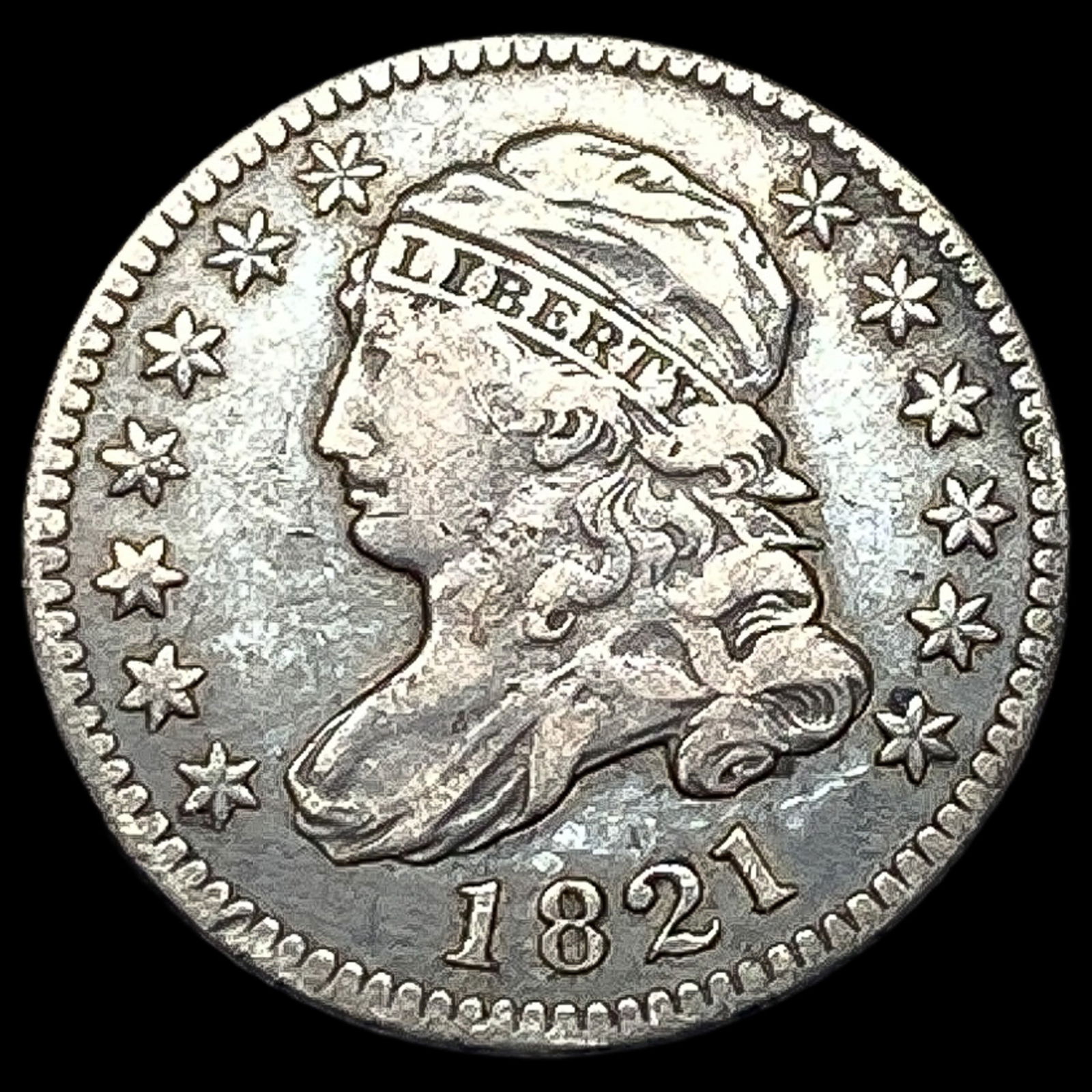 1821 Capped Bust Dime NEARLY UNCIRCULATED: 1821 Capped Bust Dime NEARLY UNCIRCULATED