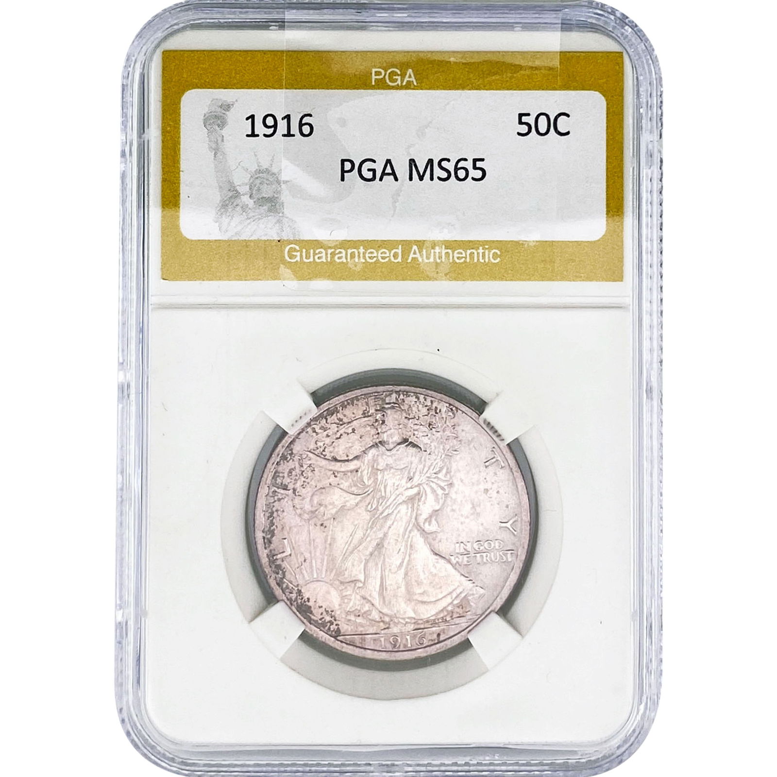 1916 Walking Liberty Half Dollar PGA MS65: 1916 Walking Liberty Half Dollar PGA MS65