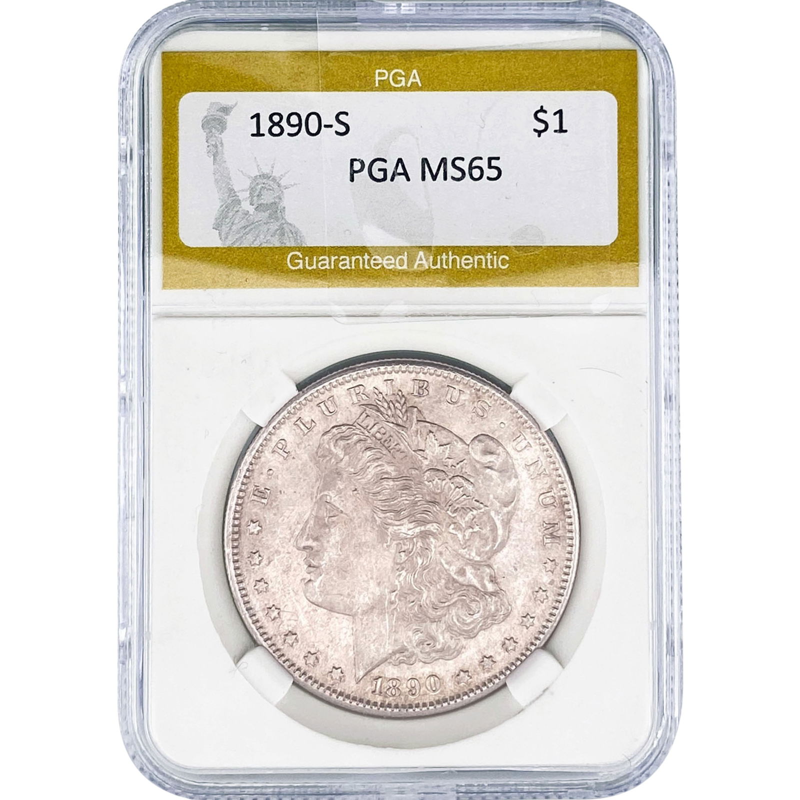 1890-S Morgan Silver Dollar PGA MS65: 1890-S Morgan Silver Dollar PGA MS65