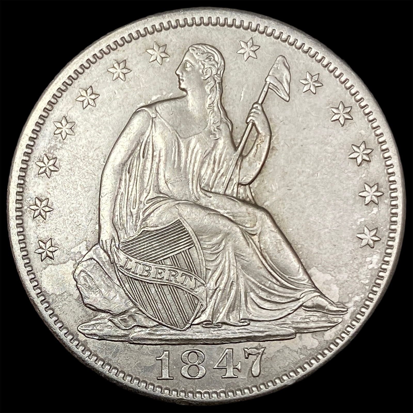 1847 Silver Half Dollar (Seated Liberty) CLOSELY UNCIRCULATED: 1847 Silver Half Dollar (Seated Liberty) CLOSELY UNCIRCULATED