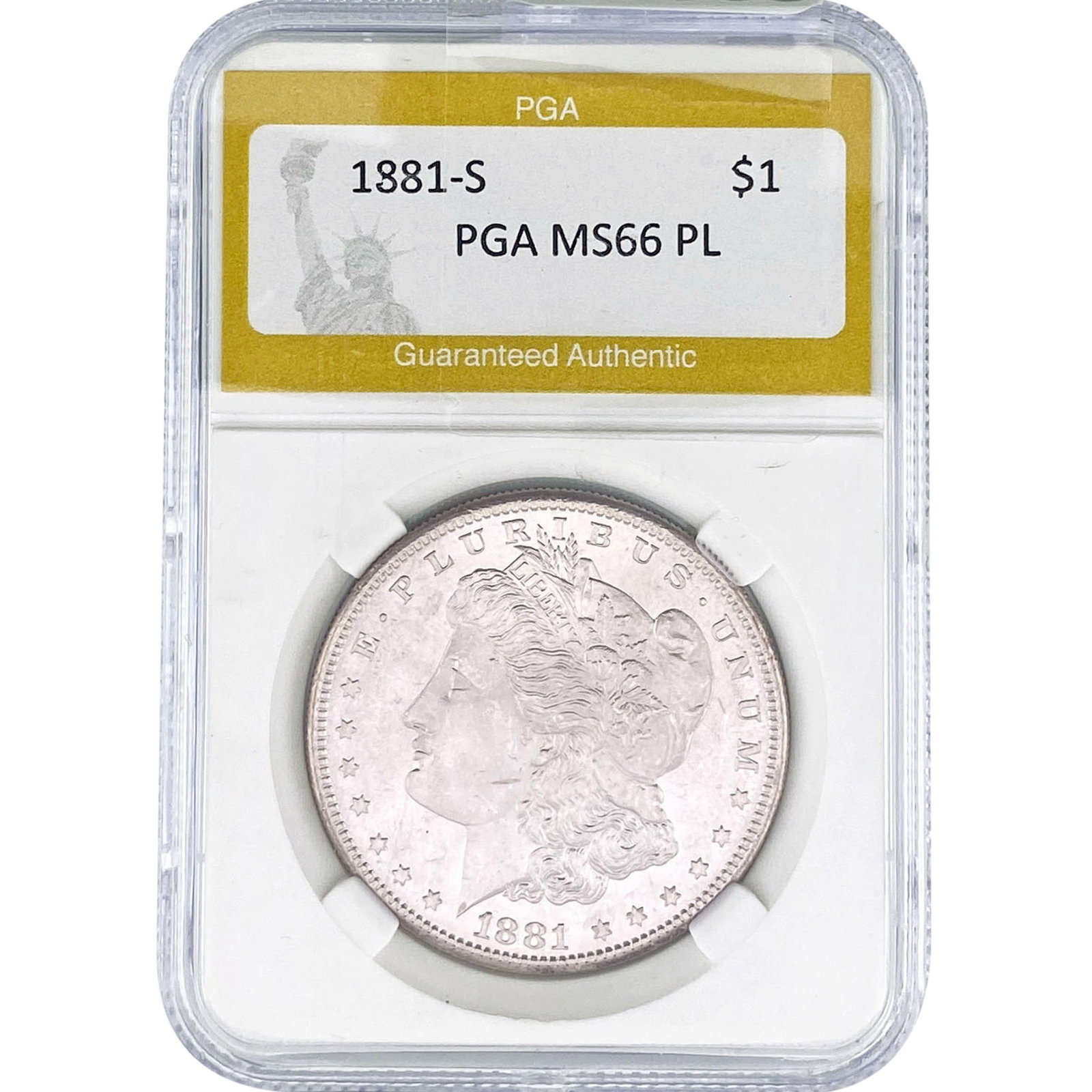 1881-S Morgan Silver Dollar PGA MS66 PL: 1881-S Morgan Silver Dollar PGA MS66 PL