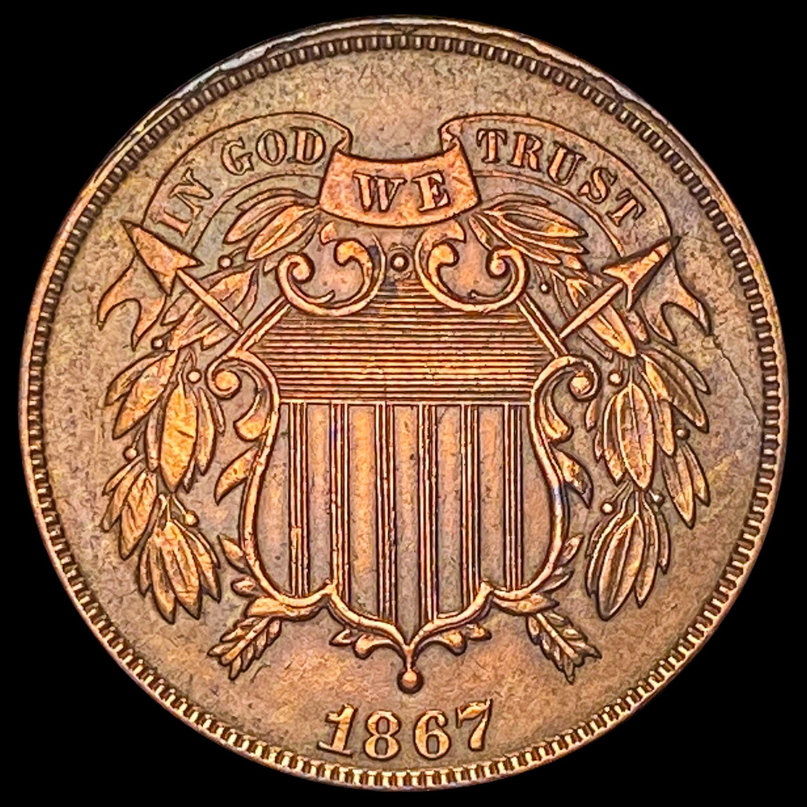 1867 Bronze Two-Cent Piece CLOSELY UNCIRCULATED (1 of 2)