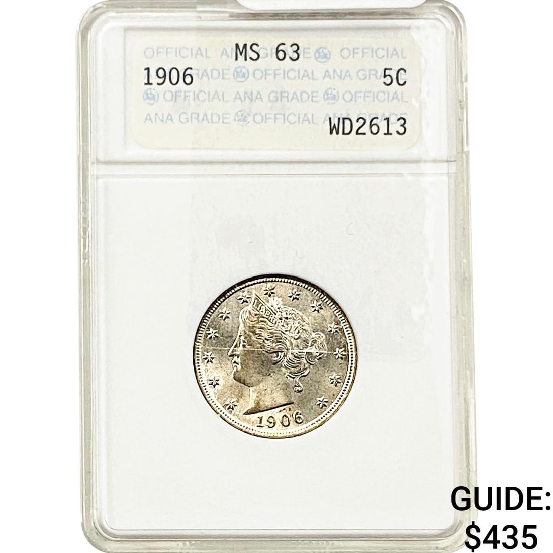 1906 Liberty Victory Nickel ANACS MS63: 1906 Liberty Victory Nickel ANACS MS63