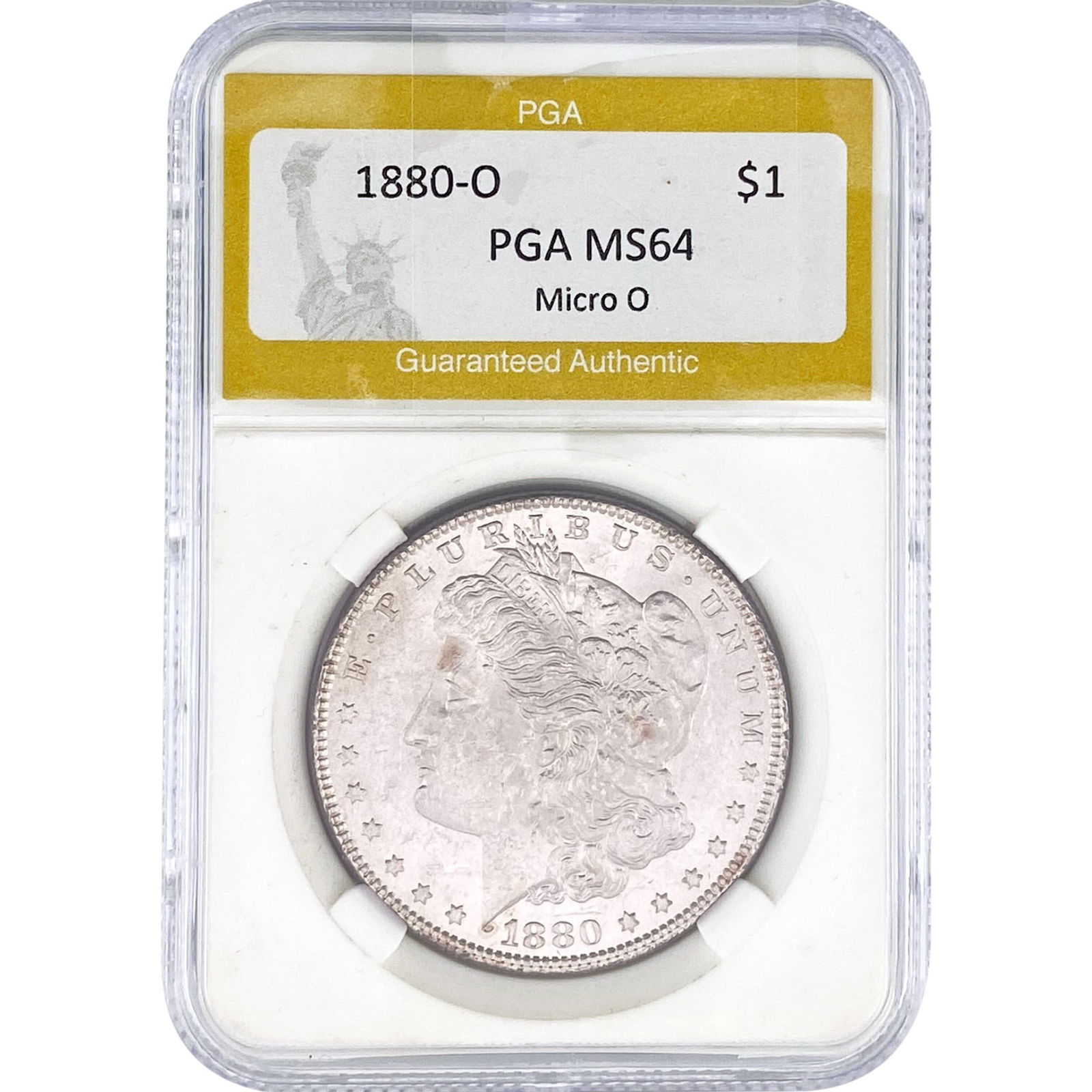 1880-O Morgan Silver Dollar PGA MS64 Micro O: 1880-O Morgan Silver Dollar PGA MS64 Micro O