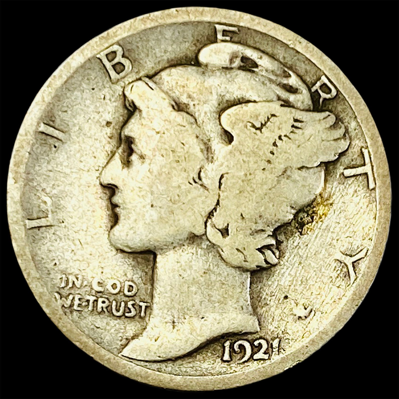 1921 Silver Mercury Dime NICELY CIRCULATED (1 of 2)