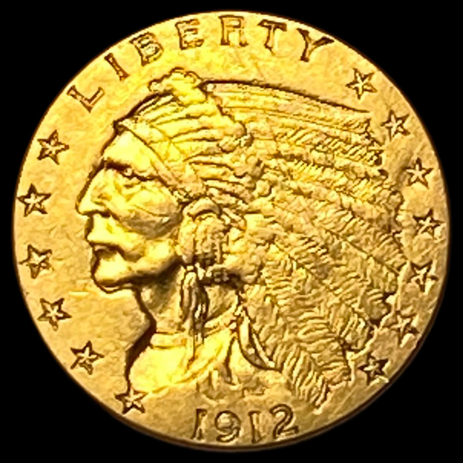 1912 Indian Head Gold $2.5 Quarter Eagle CHOICE AU (1 of 2)