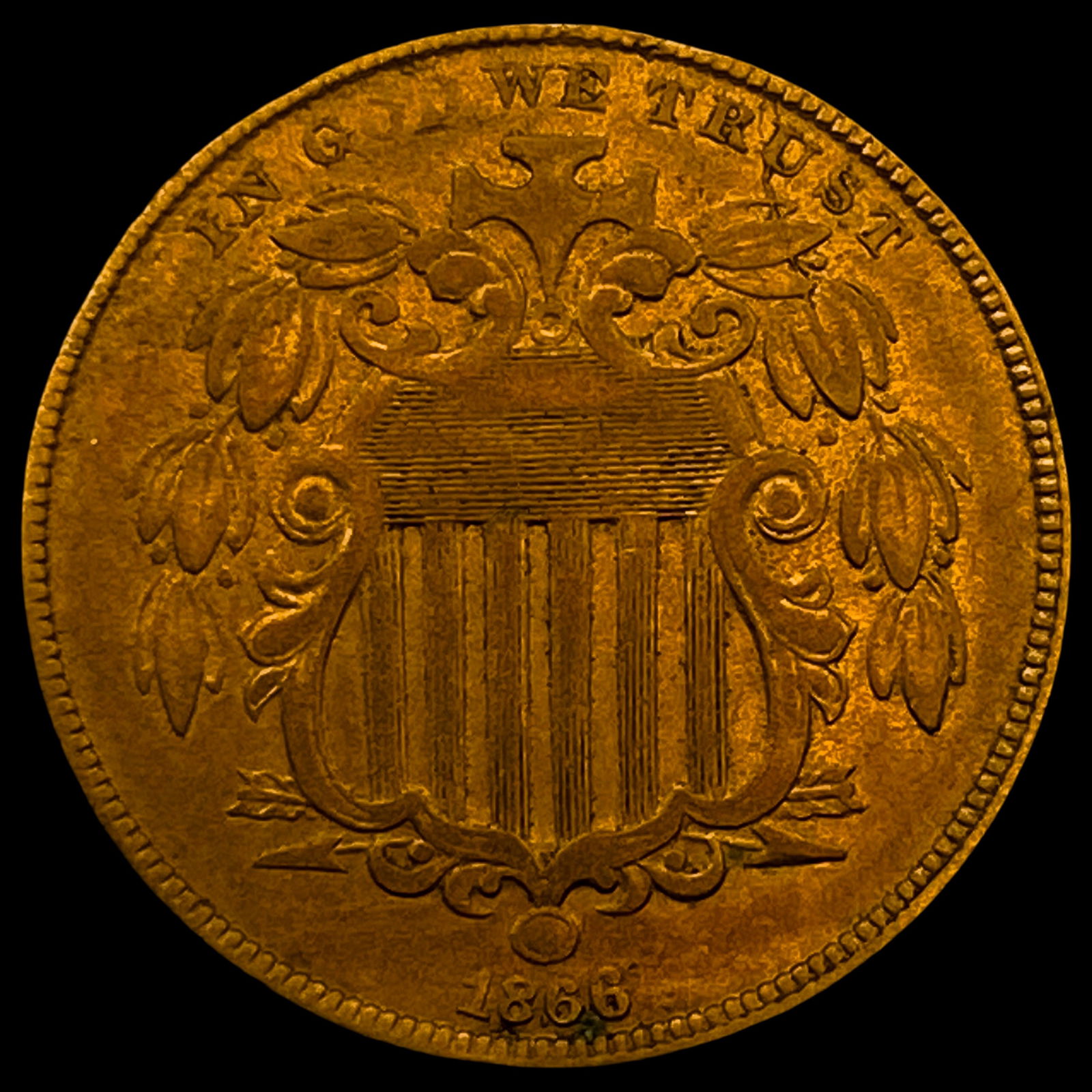 1866 Shield Nickel CLOSELY UNCIRCULATED (1 of 2)