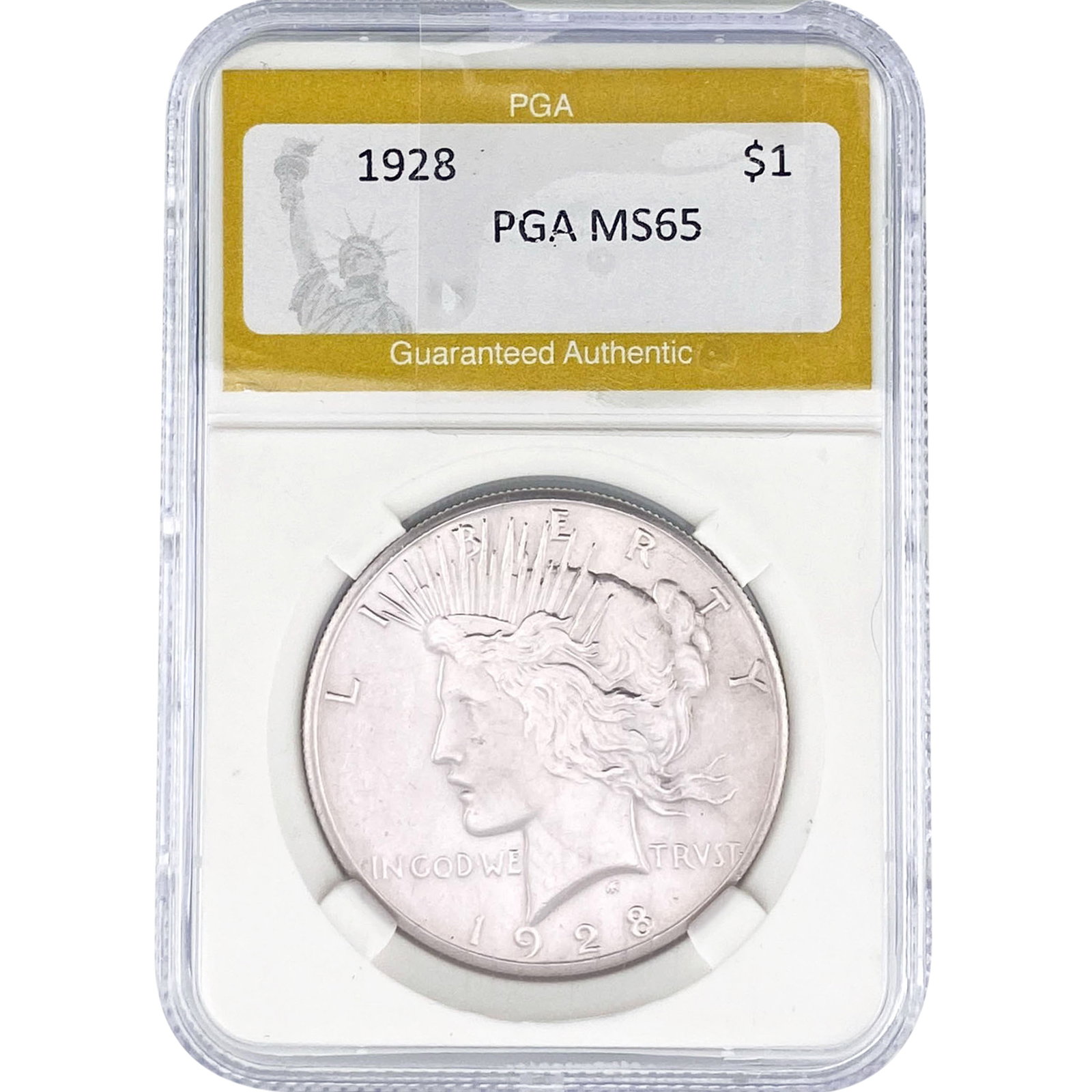 1928 Silver Peace Dollar PGA MS65: 1928 Silver Peace Dollar PGA MS65