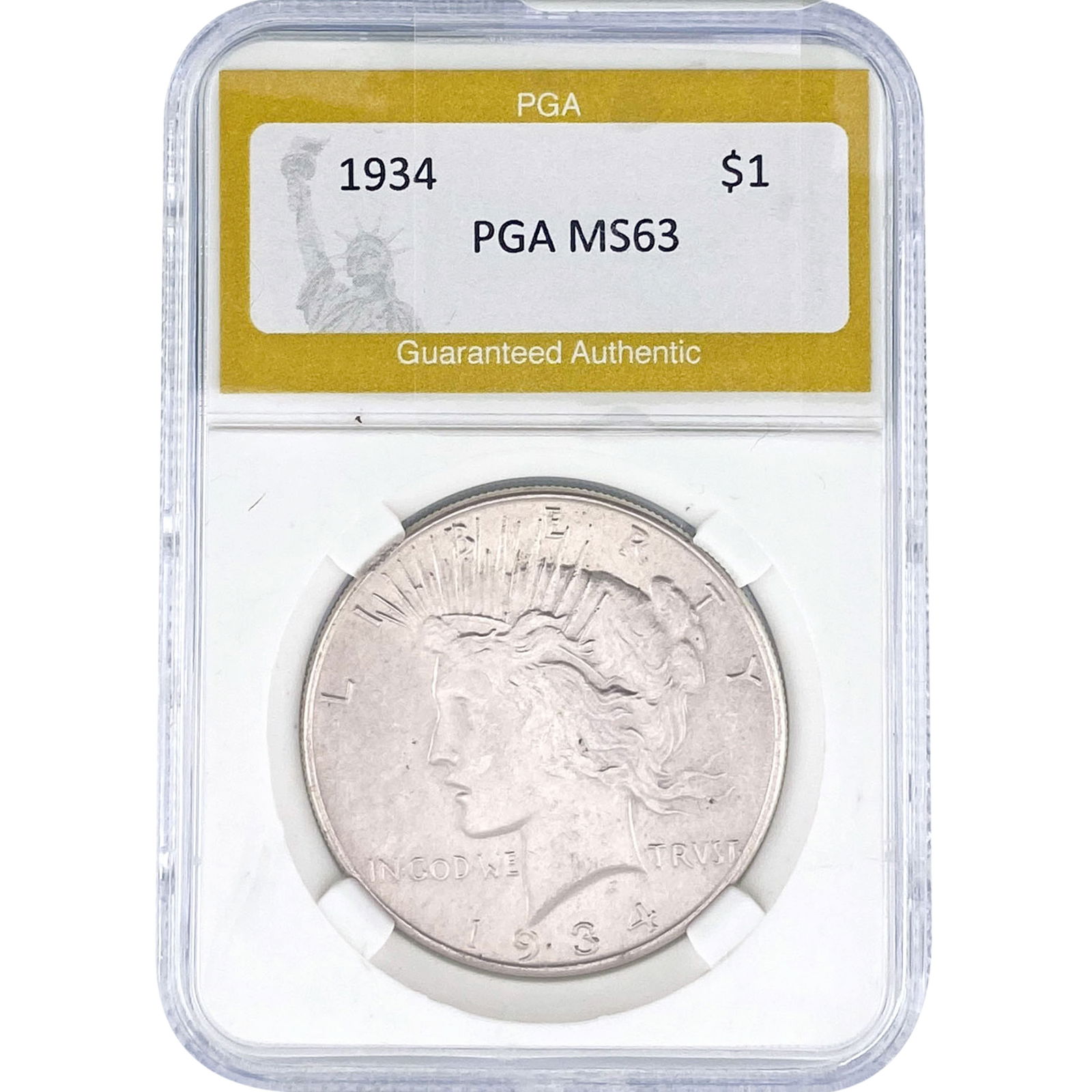1934 Silver Peace Dollar PGA MS63: 1934 Silver Peace Dollar PGA MS63