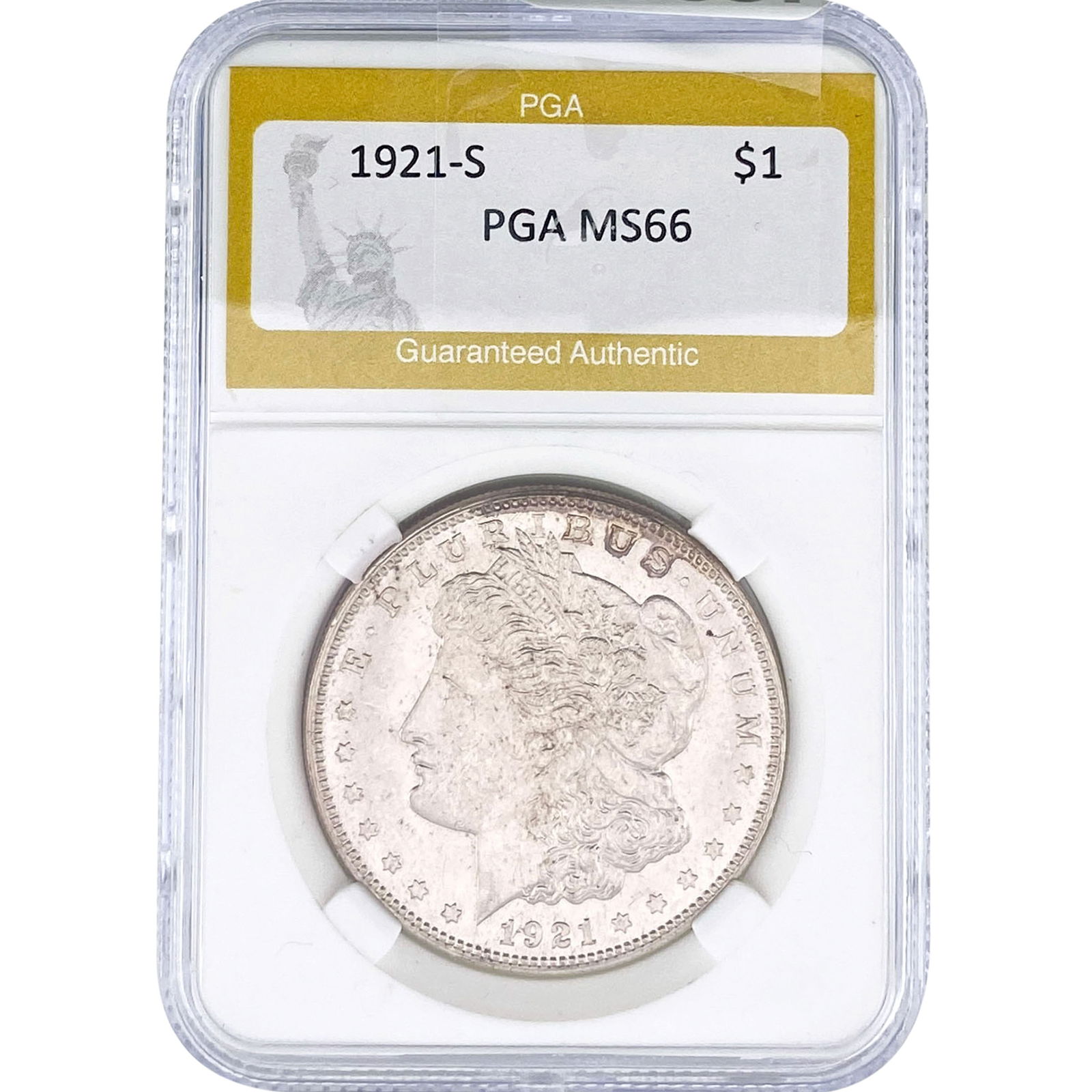 1921-S Morgan Silver Dollar PGA MS66 FBL: 1921-S Morgan Silver Dollar PGA MS66 FBL